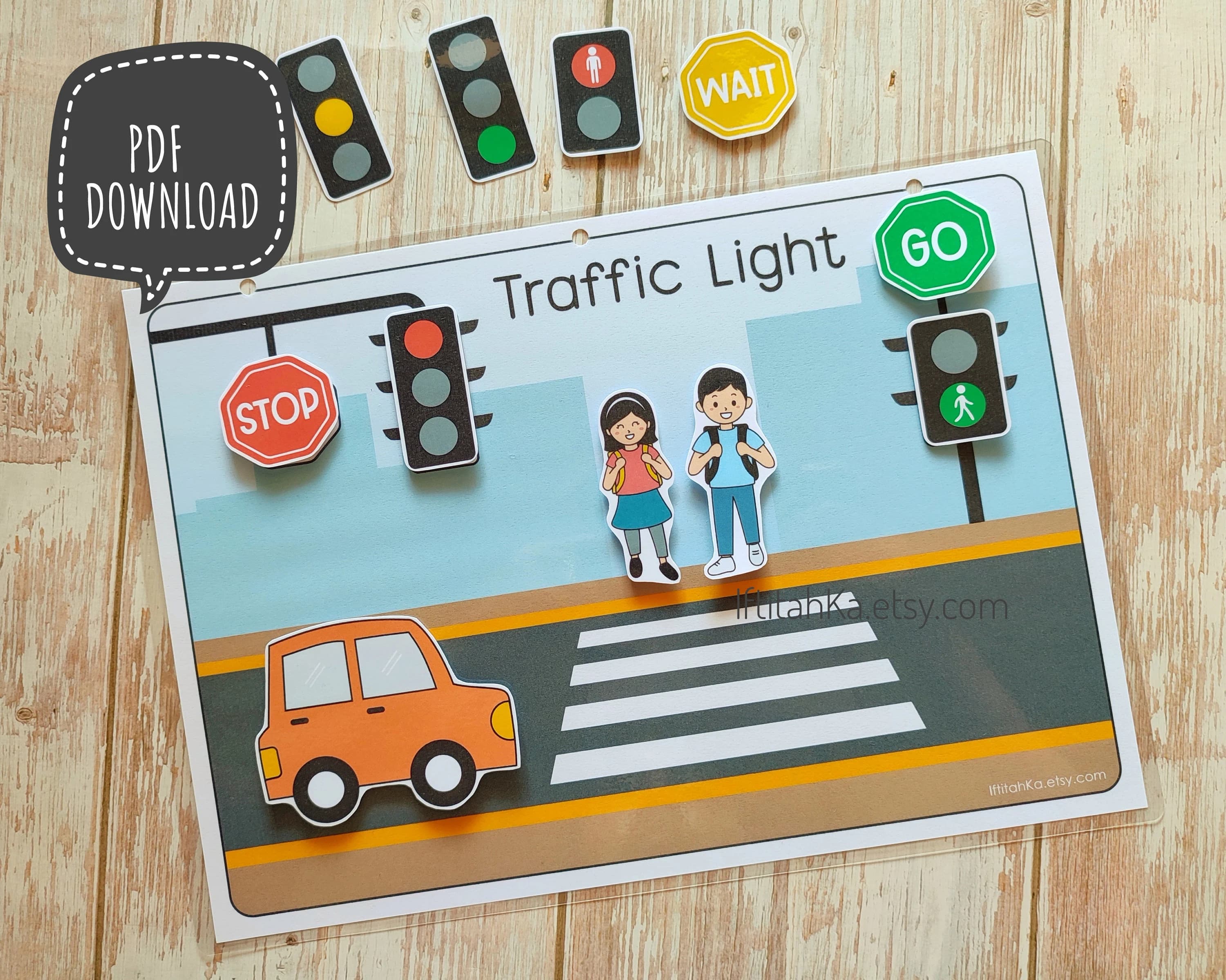 PDF: Traffic Light Busy Page, Traffic Light Worksheet, Transportation Busy Book Worksheet