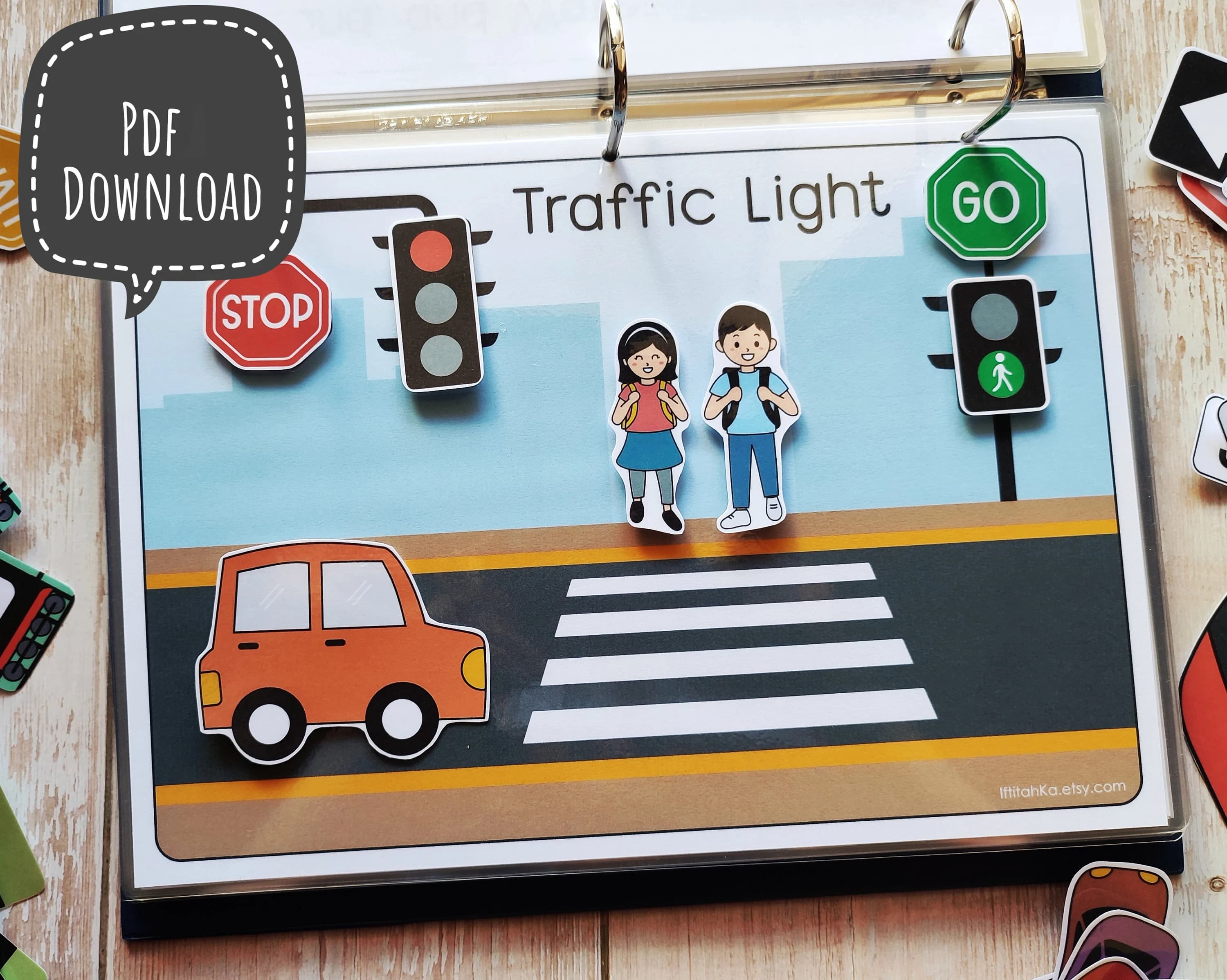 PDF: Traffic Light Busy Page, Traffic Light Worksheet, Transportation Busy Book Worksheet - image 3