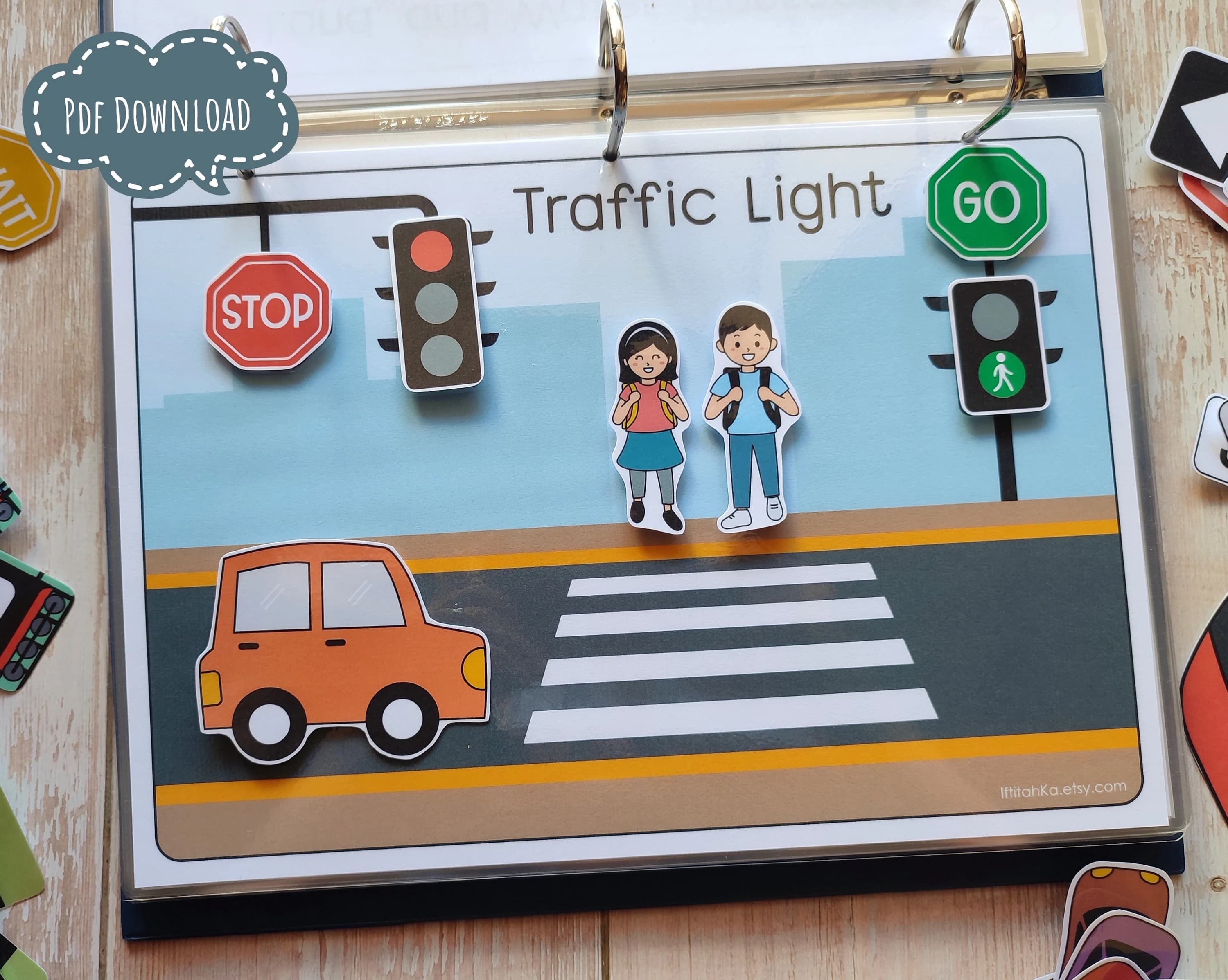 PDF: Traffic Light Busy Page, Traffic Light Worksheet, Transportation Busy Book Worksheet - image 4