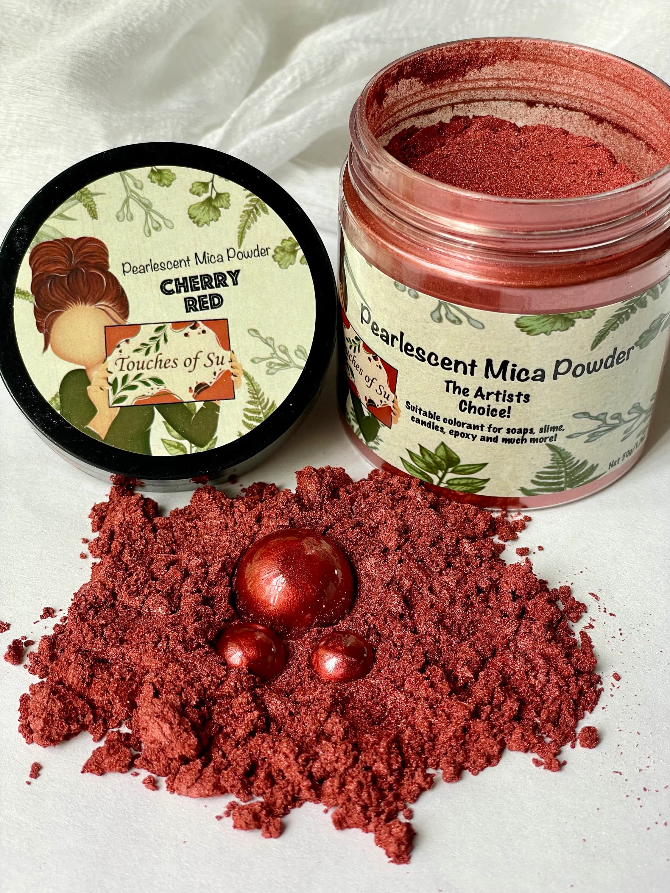 Cherry Red by Touches Of Su Pearlescent Mica Powder The Artists Choice 50g Jar