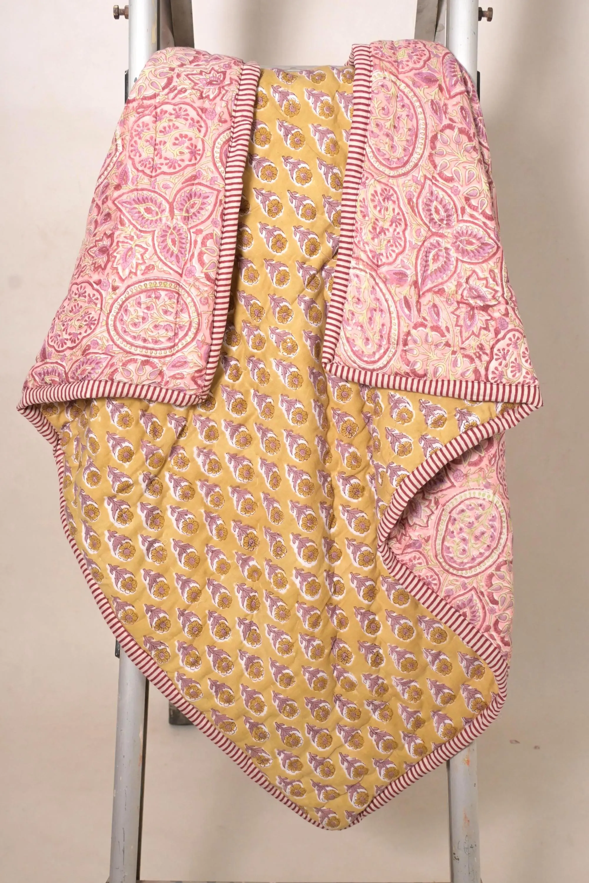 Hand Block Printed Kids Blanket Cotton Baby Blanket Toddler Quilt Floral Baby Gift Quilted Dohar - image 3