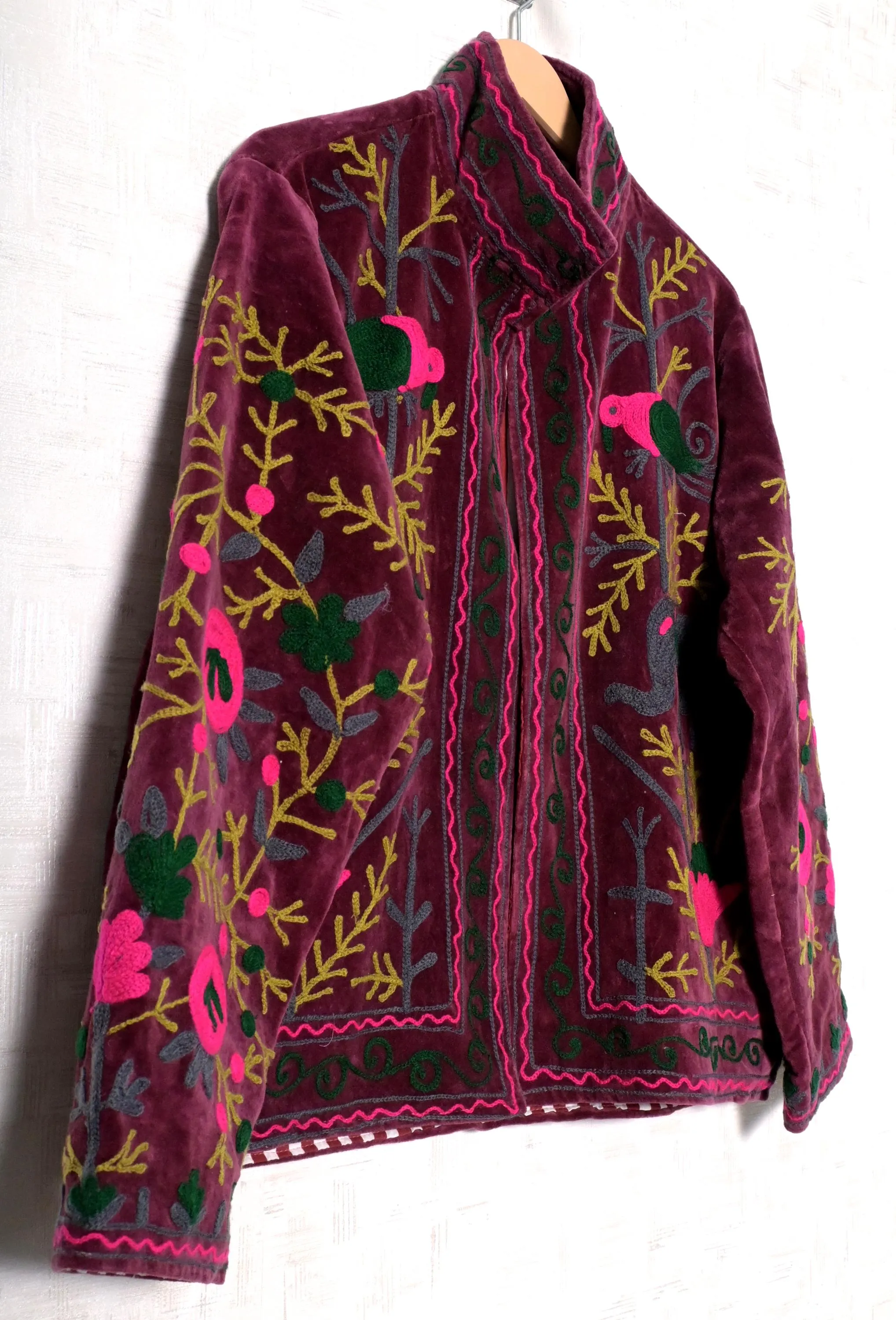 Pink Velvet Suzani Women Embroidered Casual Jackets Hippie Long Sleeves Partywear Jackets Gift For Her - image 5
