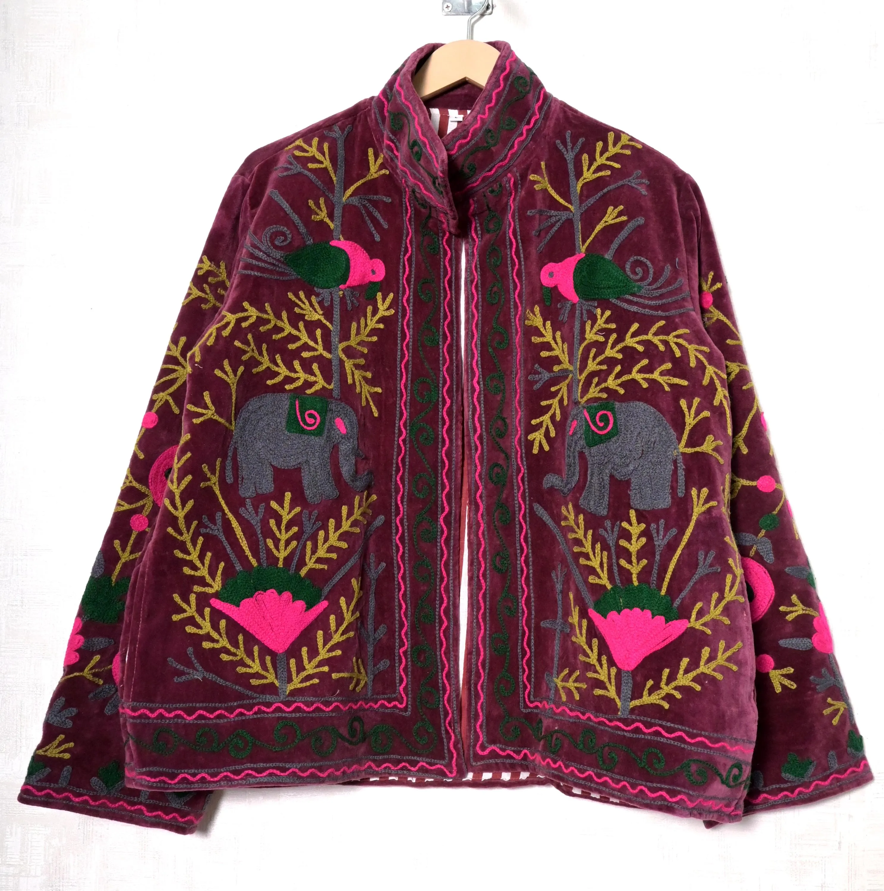 Pink Velvet Suzani Women Embroidered Casual Jackets Hippie Long Sleeves Partywear Jackets Gift For Her - image 3