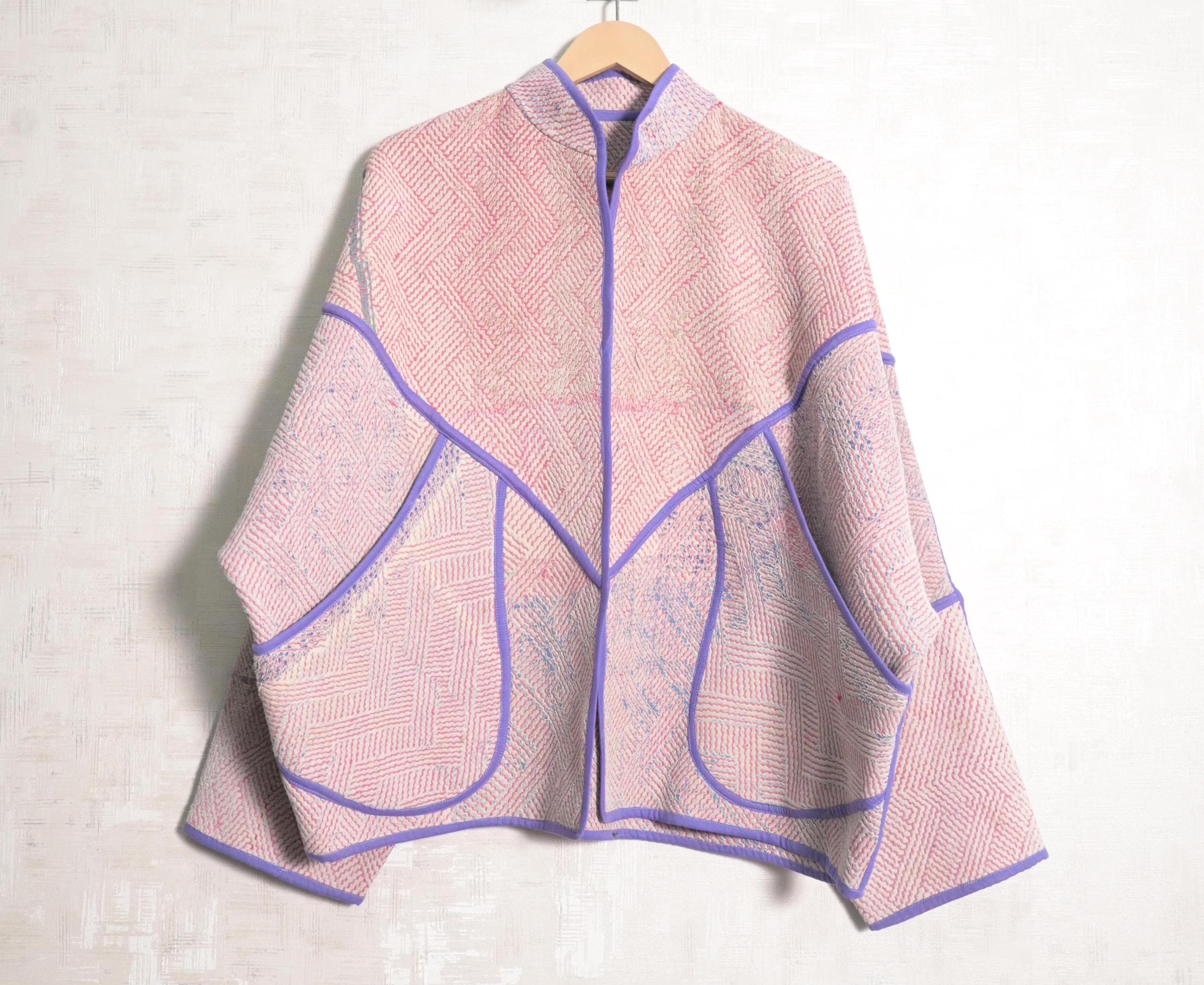 Vintage Cotton Kantha Jackets Hippie Bohemian Plus Size Women Fashionable Recycled Coat - image 3