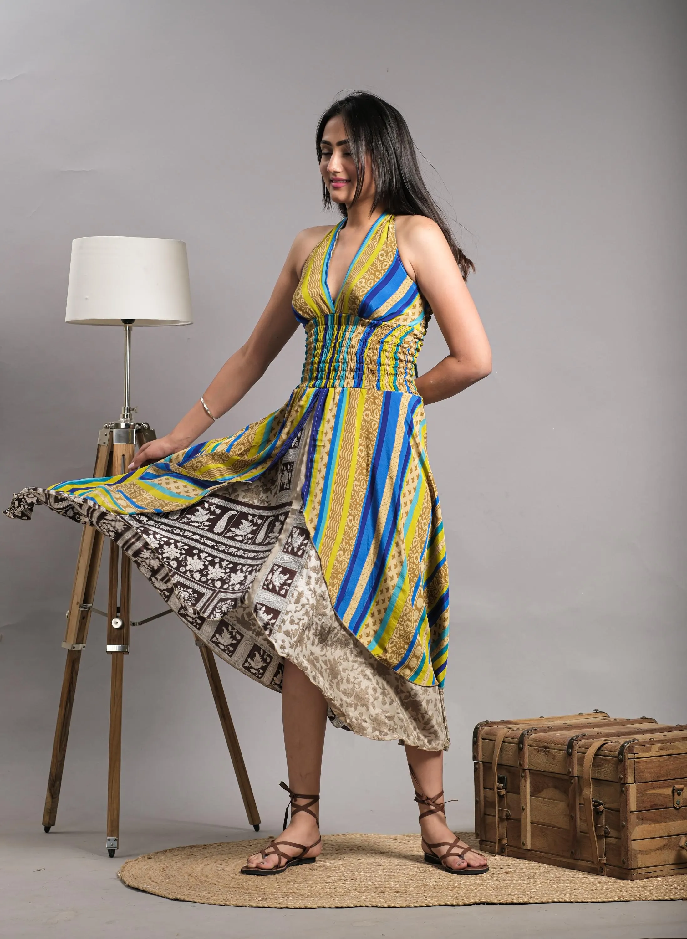Vintage Silk Halter Dress: Hippie Summer Beach Tunic - image 5