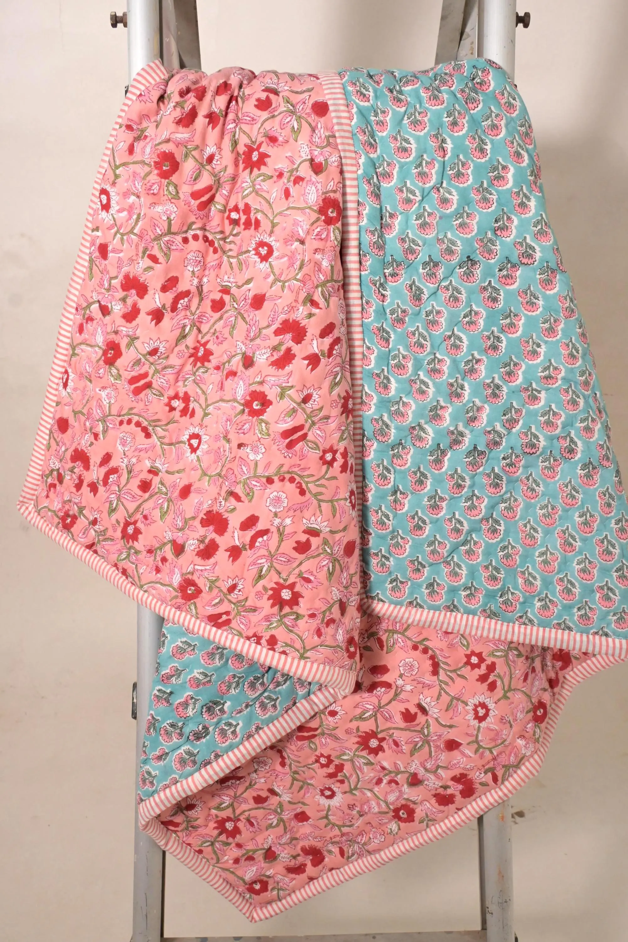 Floral Print Cotton Quilted Baby Blanket Boho Kids Baby Dohar Toddler Reversible Blanket Gift For Her - image 3