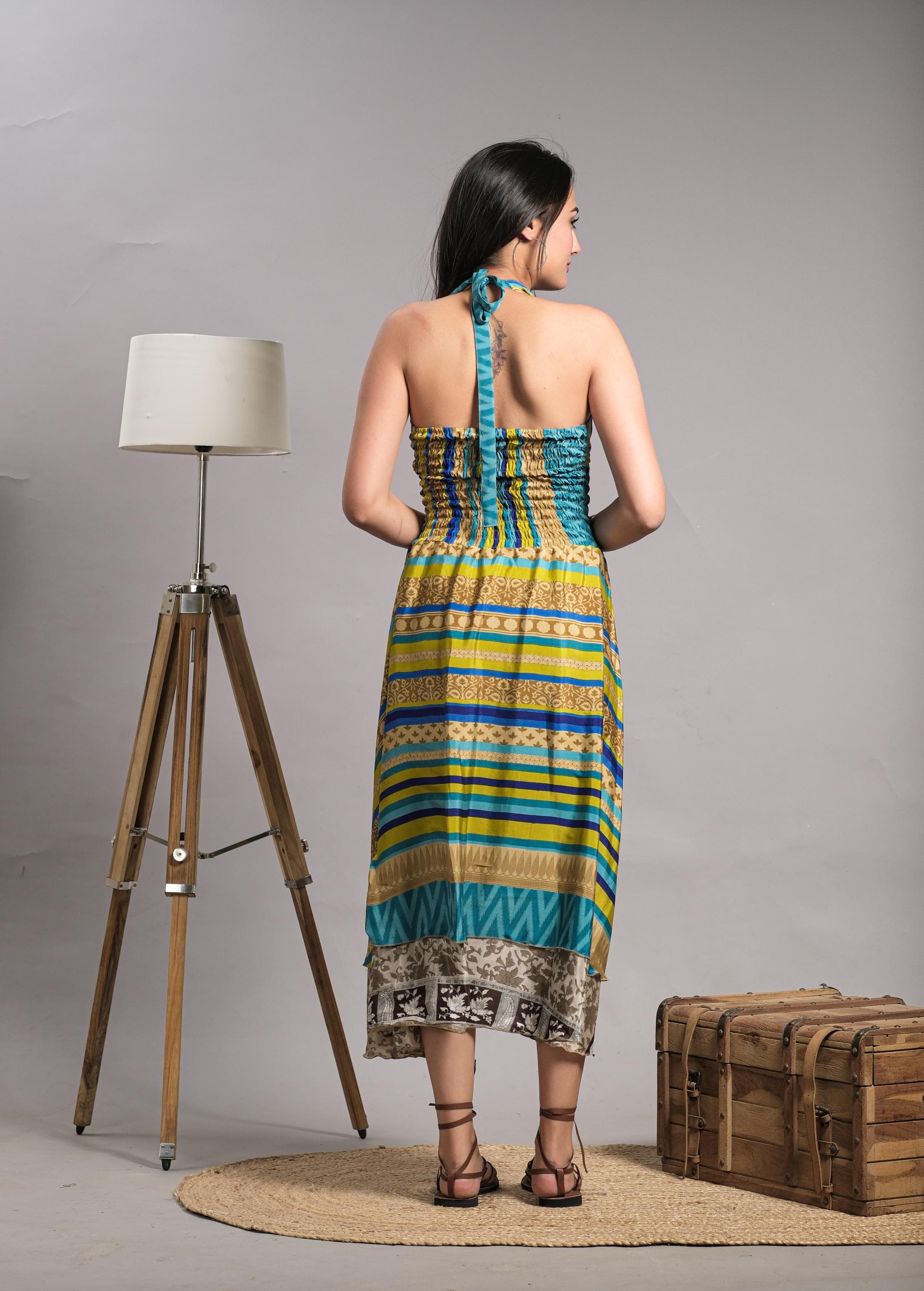 Vintage Silk Halter Dress: Hippie Summer Beach Tunic - image 3