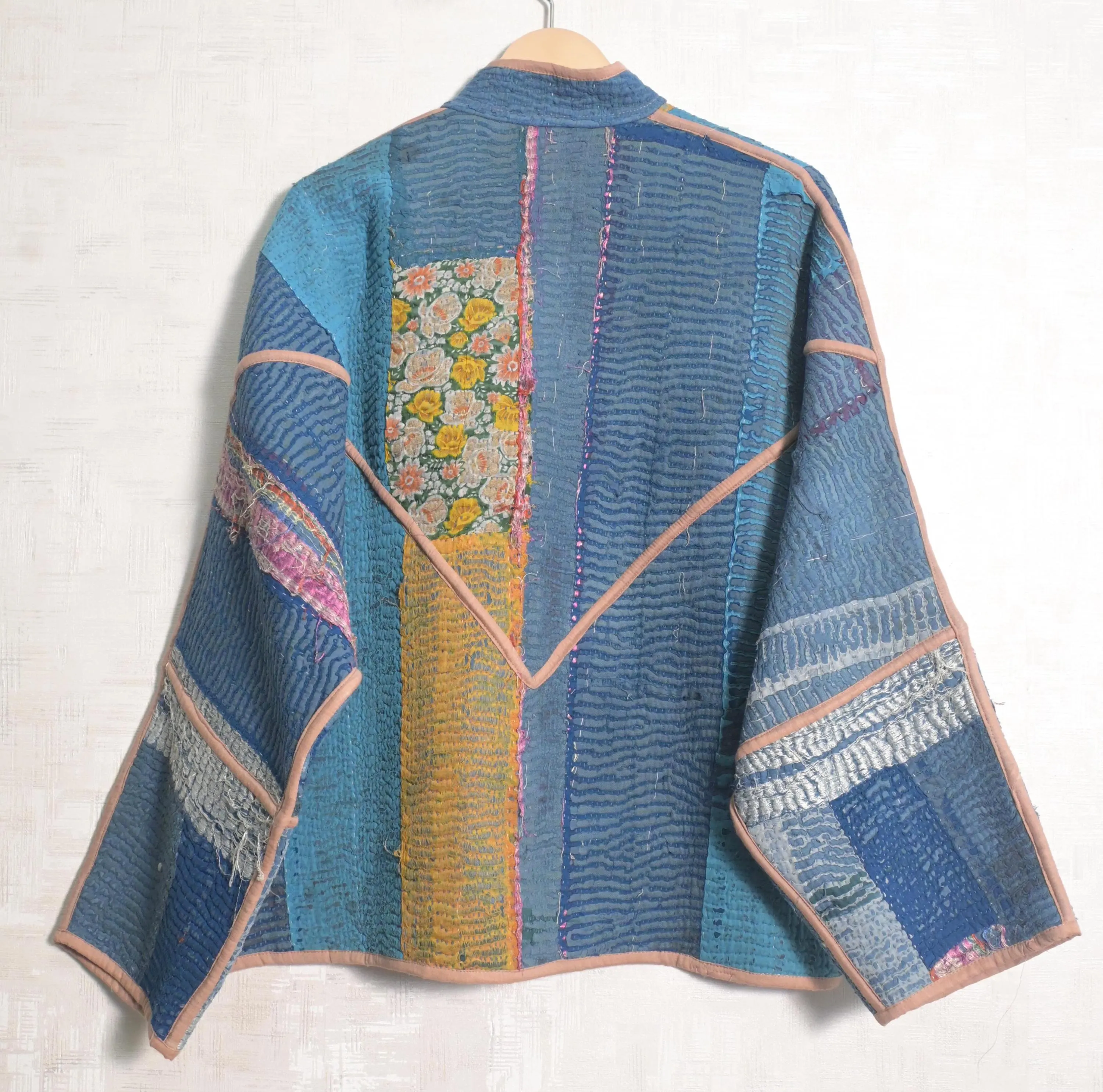 Vintage Cotton Quilted Kantha Hippie Jackets Bohemian Plus Size Recycled Outerwear Coat Gift For Her - image 5