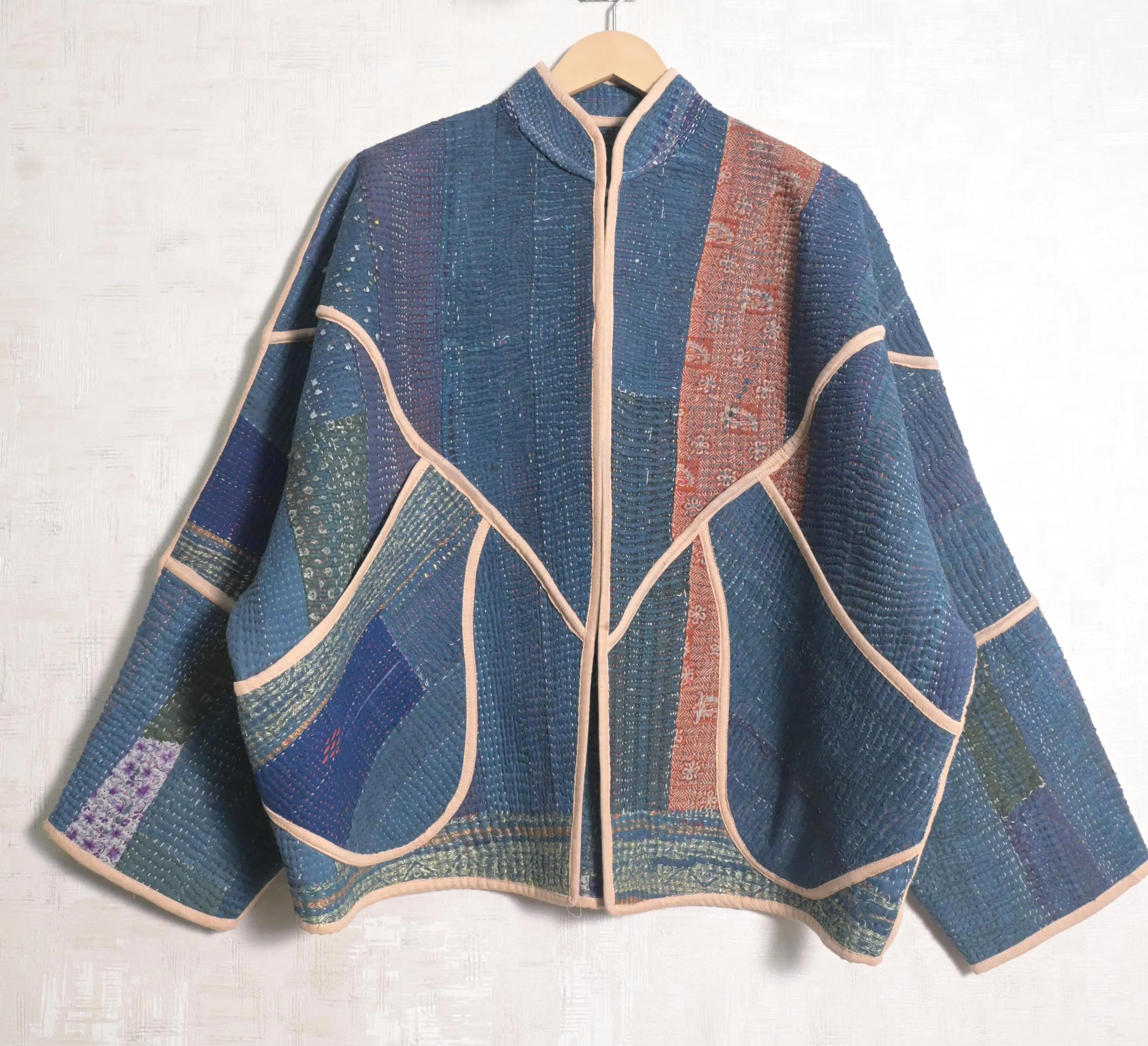 Recycled Vintage Cotton Kantha Women Jackets Hippie Bohemian Plus Size Casual One of a Kind Outerwear - image 3