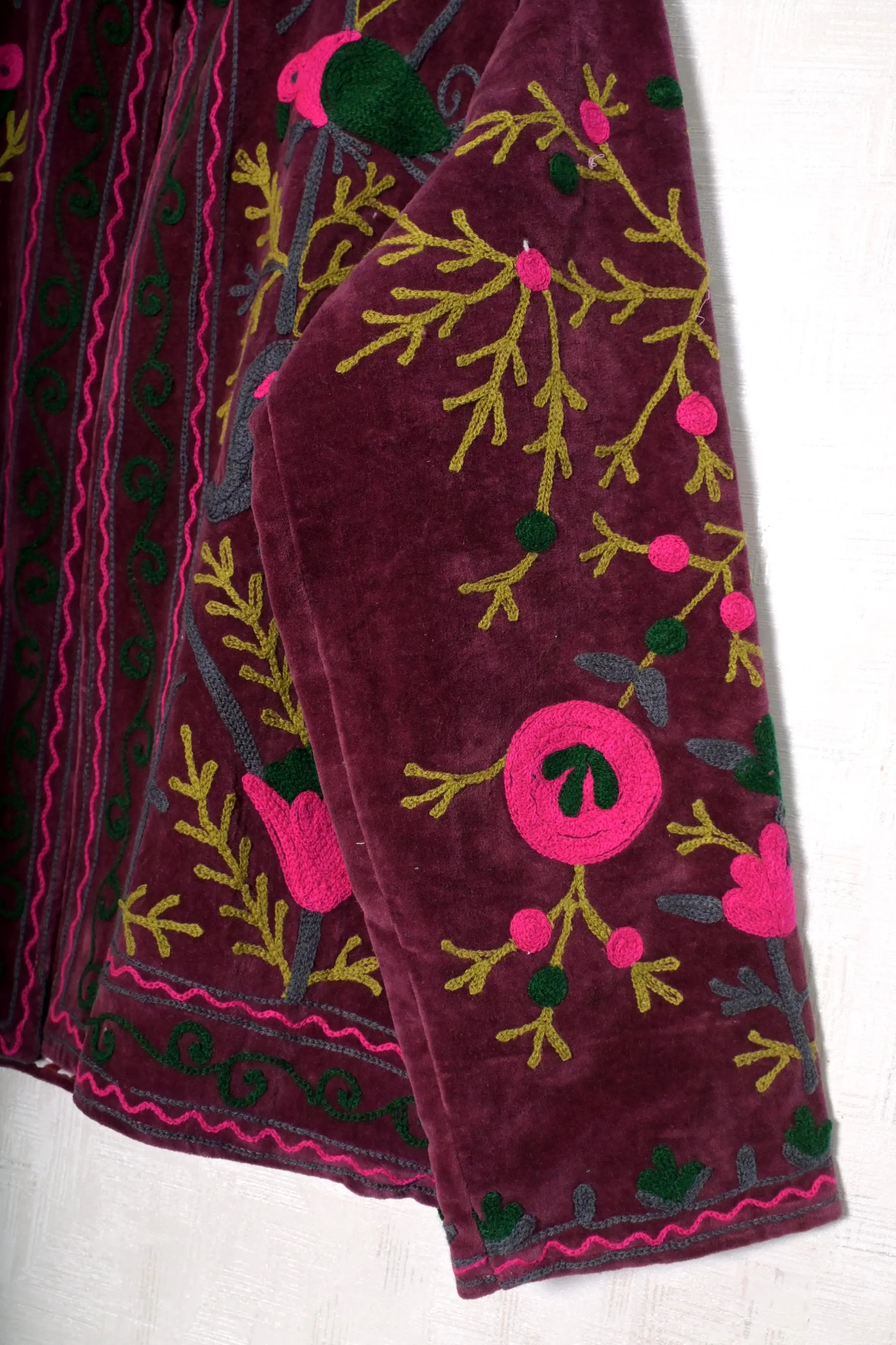 Pink Velvet Suzani Women Embroidered Casual Jackets Hippie Long Sleeves Partywear Jackets Gift For Her - image 4