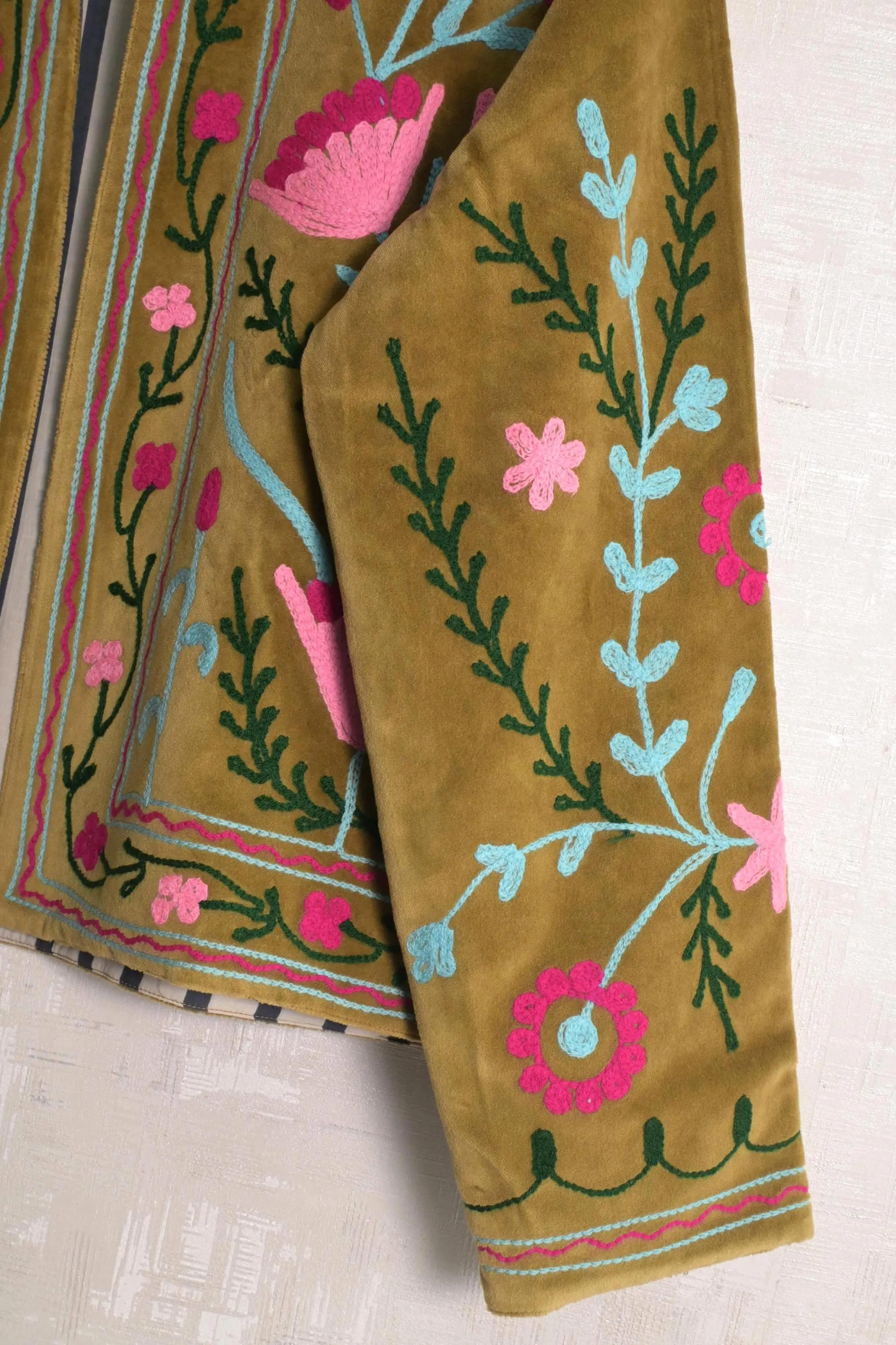 Suzani Embroidered Women Floral Velvet Jacket Hippie Designer Fashionable Plus Size Boho Outerwear Coat - image 4