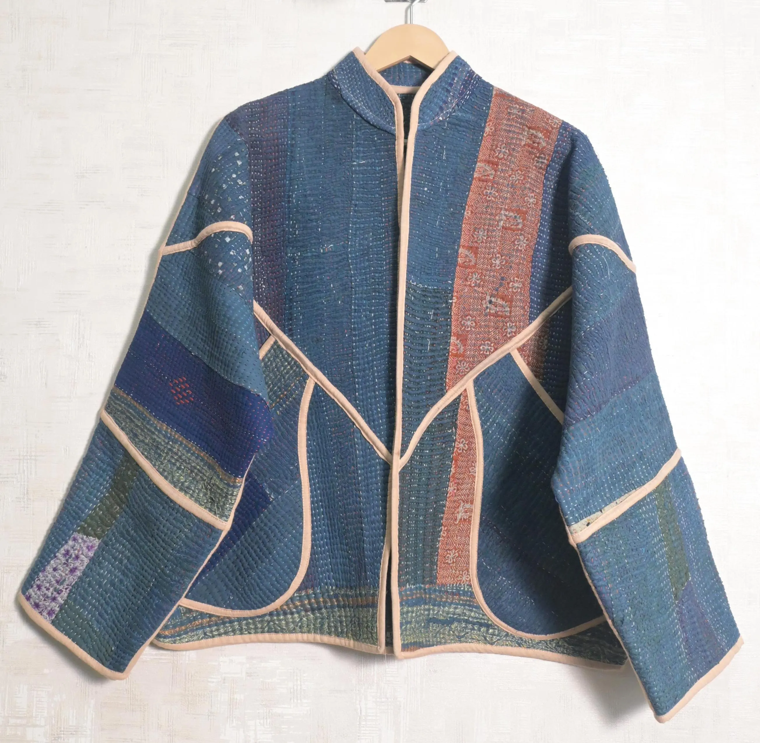 Recycled Vintage Cotton Kantha Women Jackets Hippie Bohemian Plus Size Casual One of a Kind Outerwear - image 4