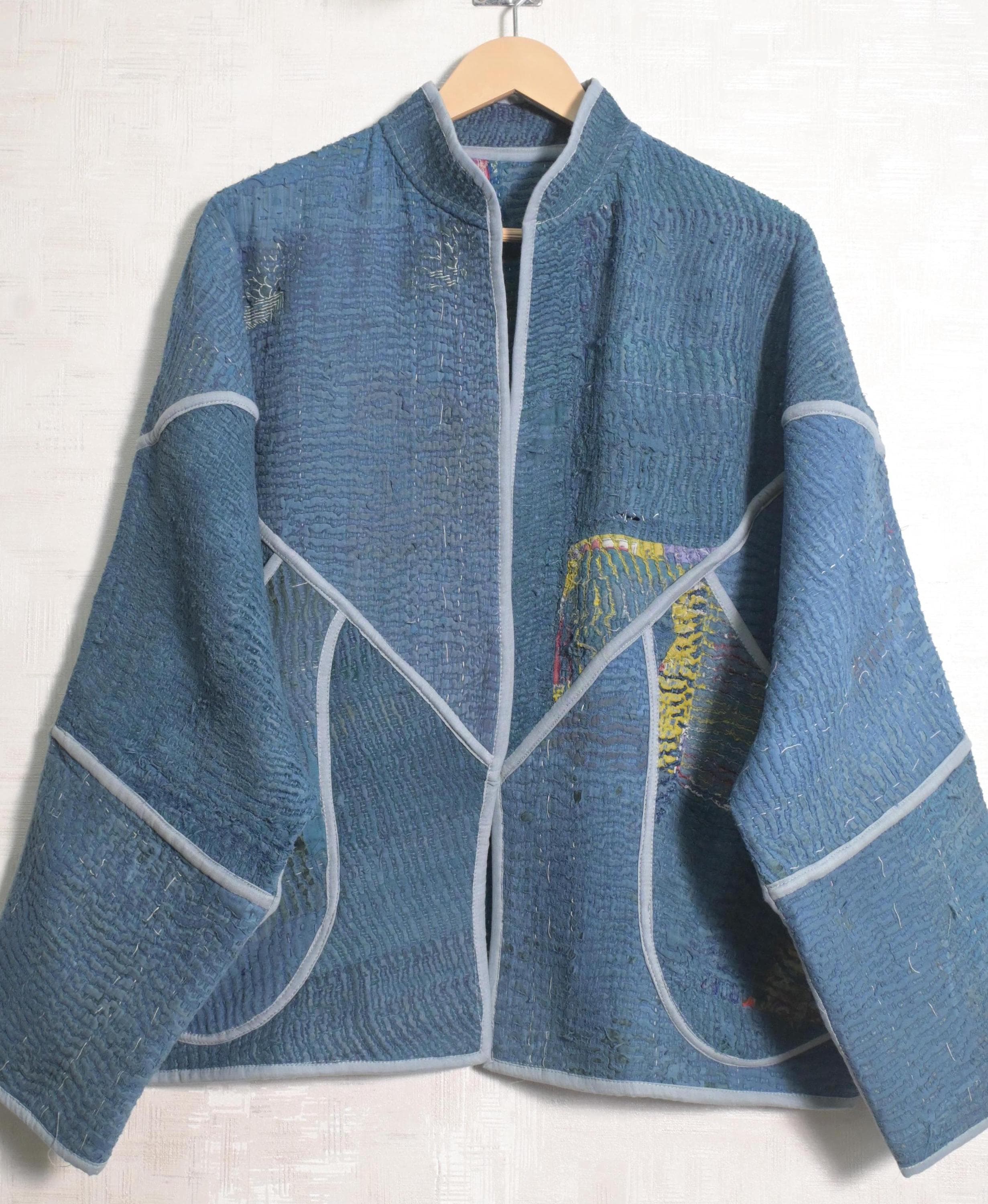 Vintage Cotton Kantha Women Plus Size Jackets Hippie Bohemian Recycled Fashion Coat Office Wear Outerwear - image 4