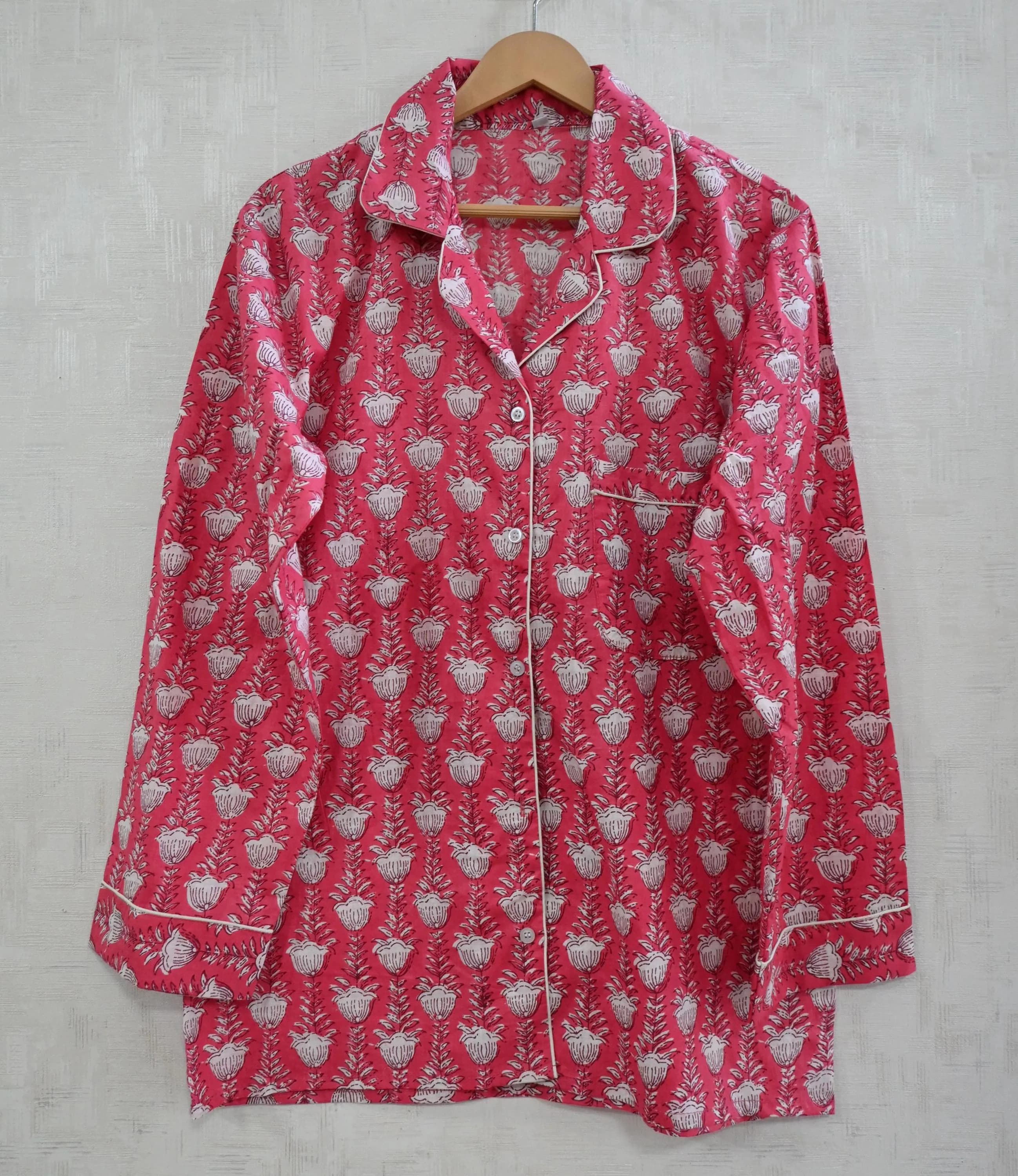 Floral Printed Women Cotton PJ Sets Boho Loungewear Pyjamas Sleepwear Plus Size Nightsuit - image 4