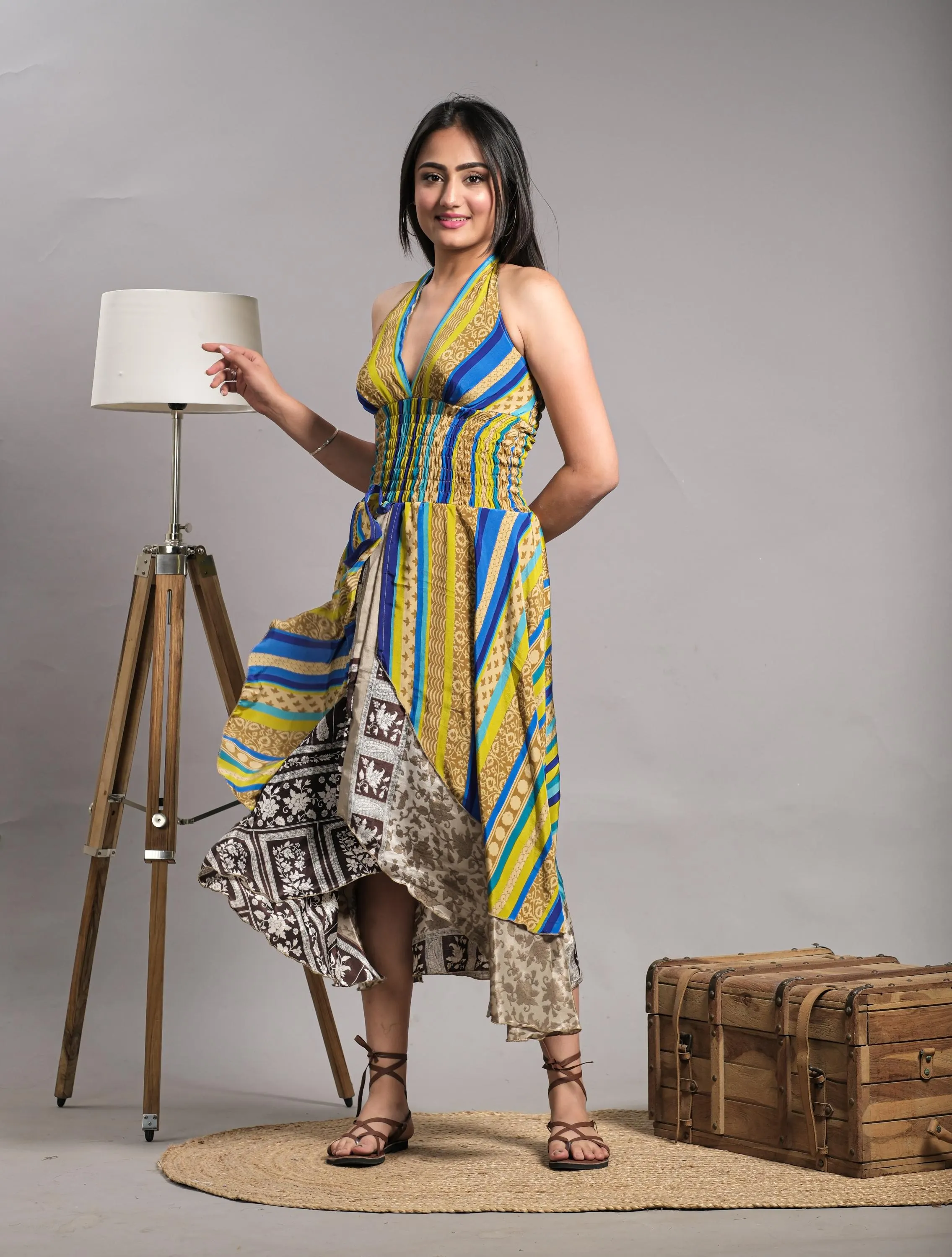 Vintage Silk Halter Dress: Hippie Summer Beach Tunic - image 4