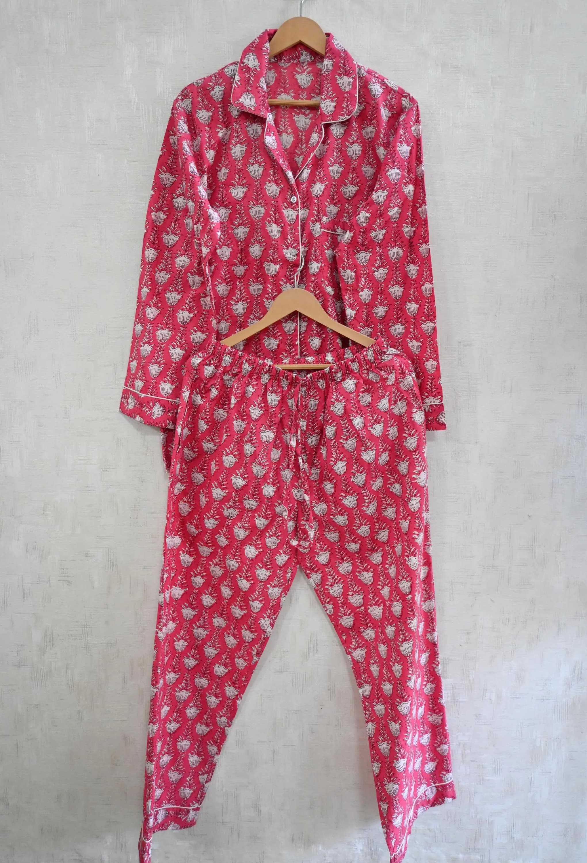 Floral Printed Women Cotton PJ Sets Boho Loungewear Pyjamas Sleepwear Plus Size Nightsuit - image 3