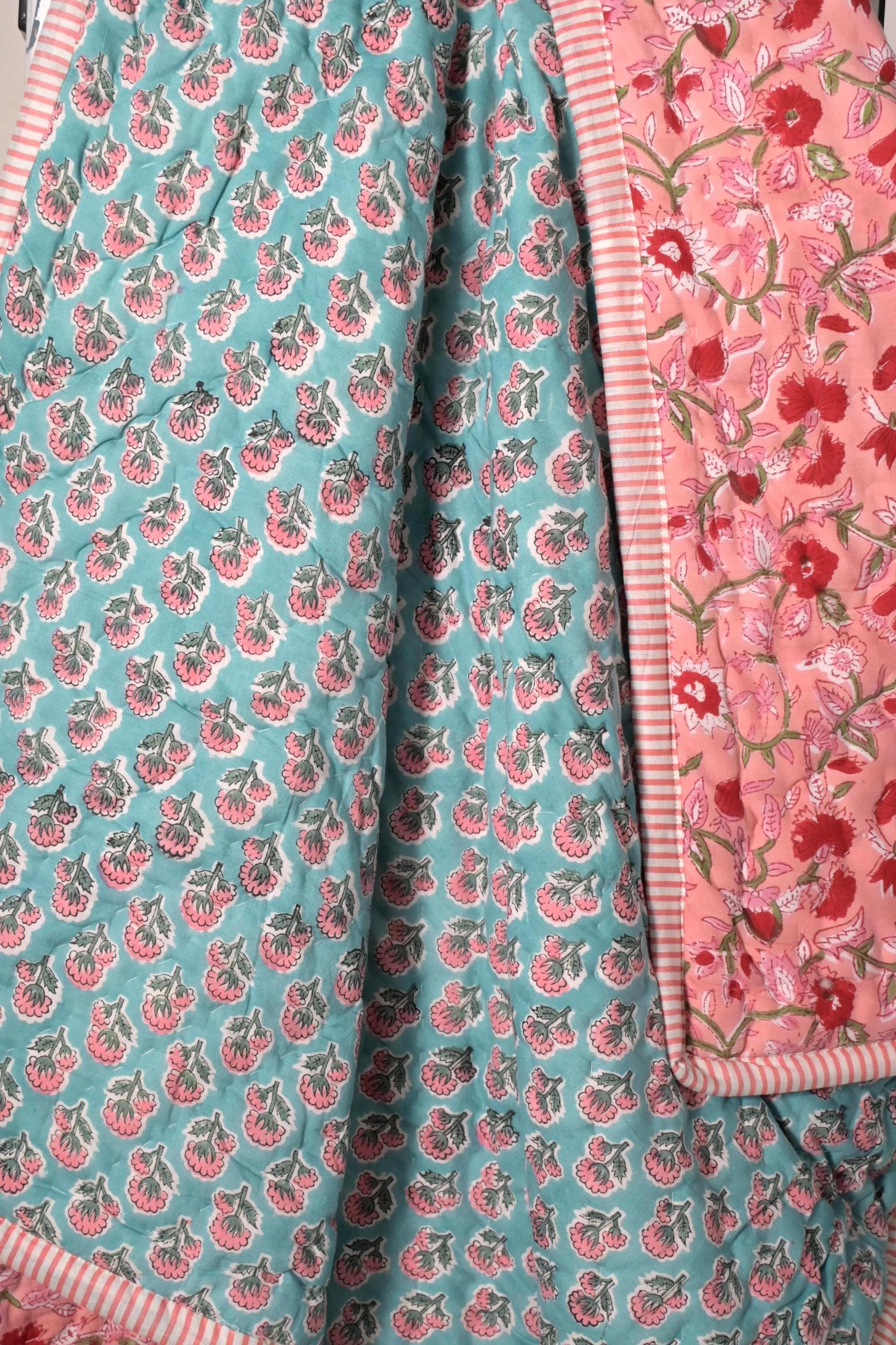Floral Print Cotton Quilted Baby Blanket Boho Kids Baby Dohar Toddler Reversible Blanket Gift For Her - image 5