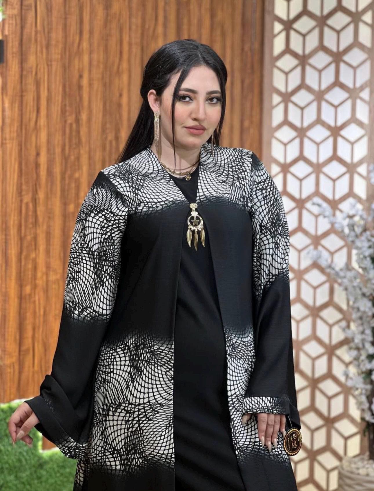 Anifa Black Open Abaya with Hijab, Modest Evening Dress - image 3