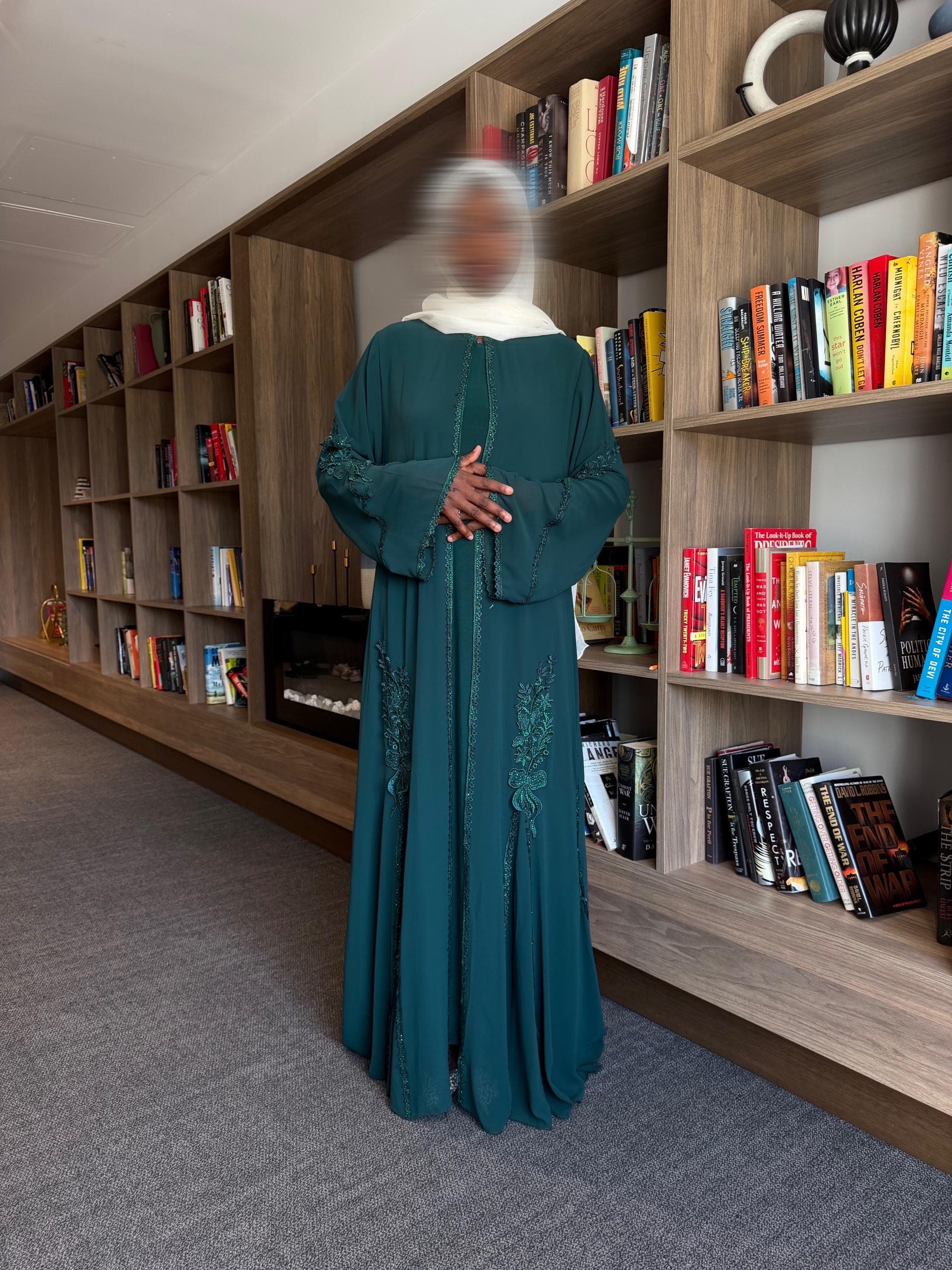Green Embroidered lace Abaya