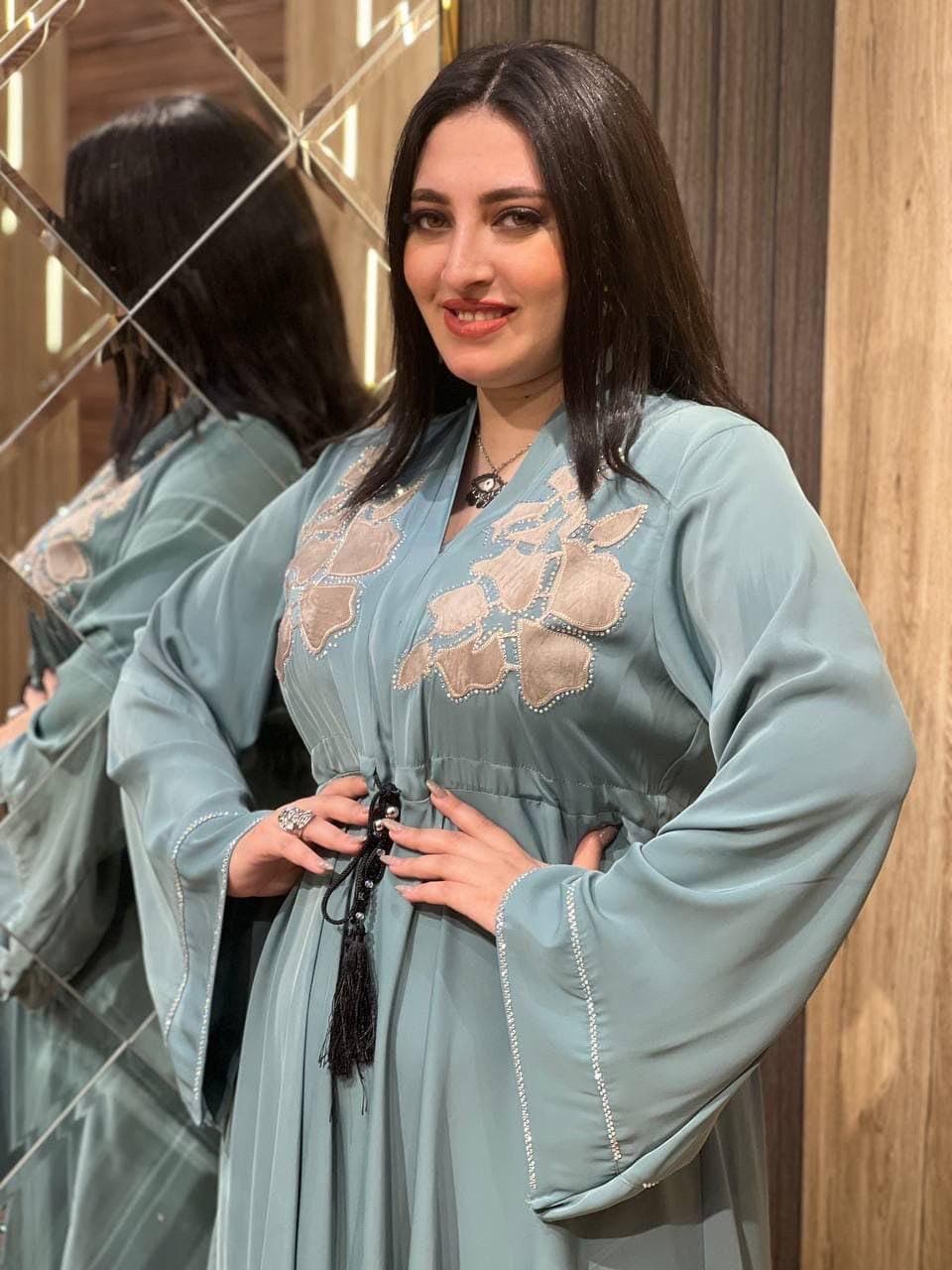 Sage Green Floral Embroidered Abaya for Women, Modest Closed Abaya, Eid Outfit - image 4