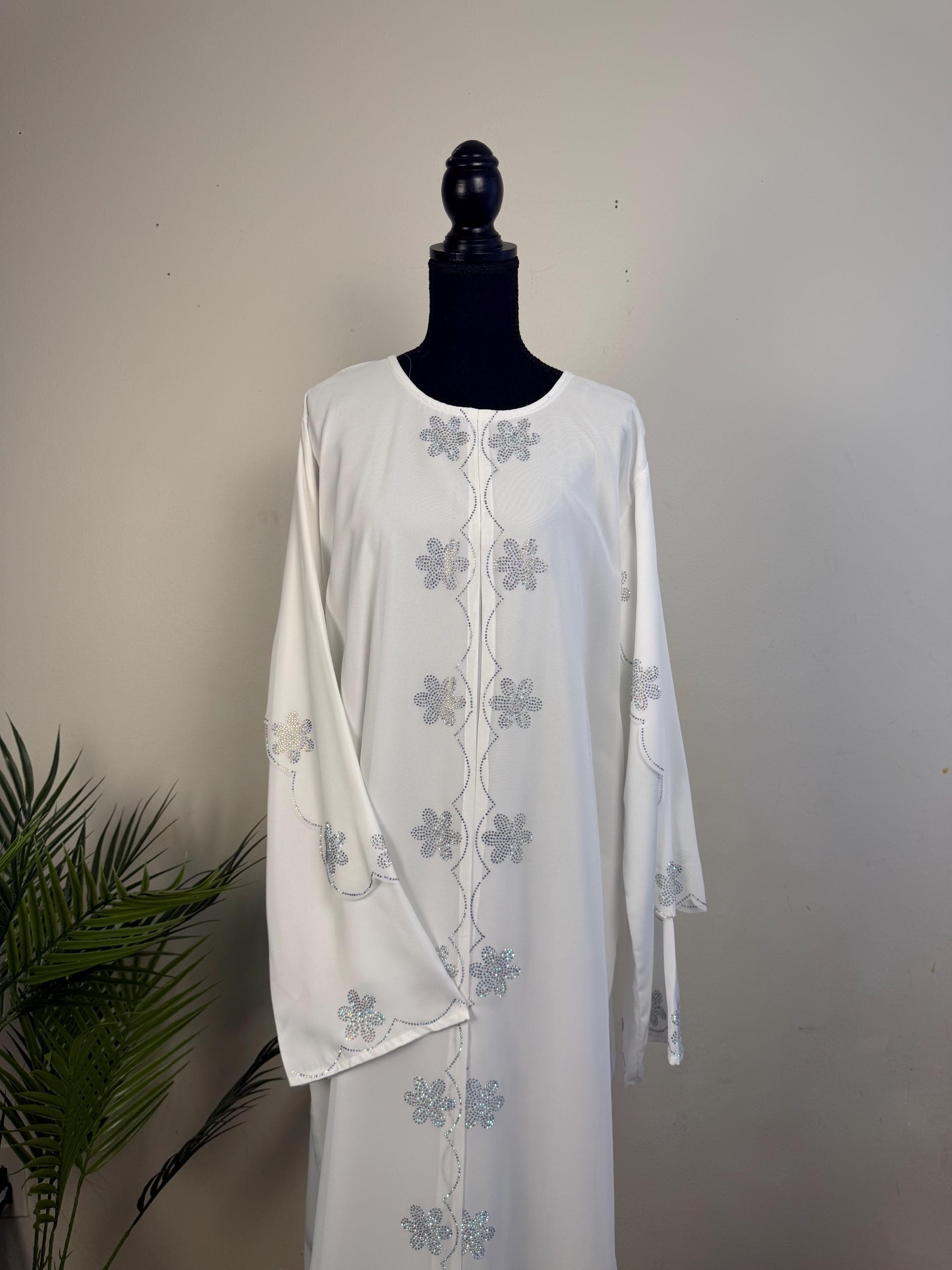 Anisa White Bridal Abaya Set with Rhinestones: Elegant Modest Nikkah Dress - image 4