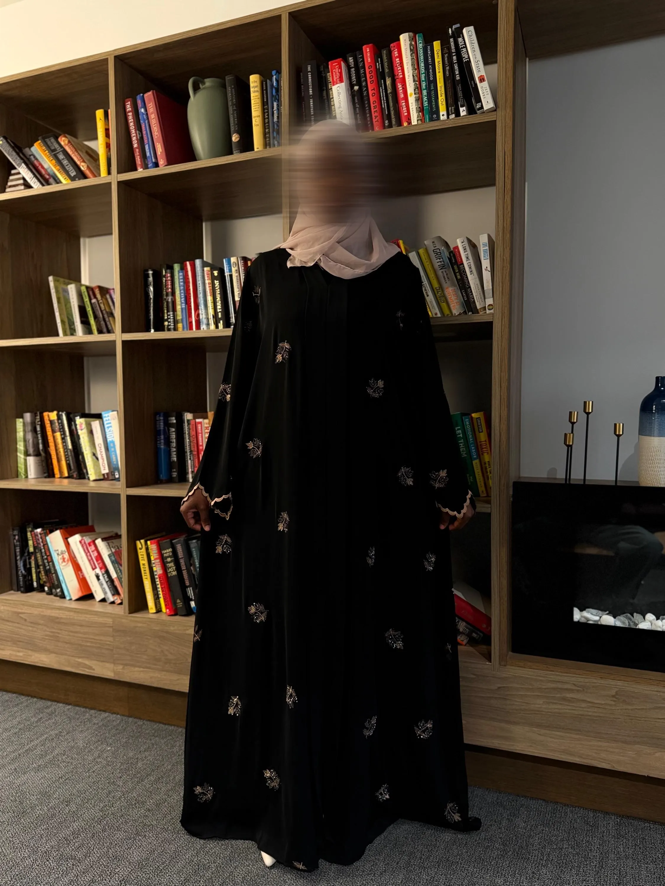 Black Closed Abaya Floral Embroidery Modest Dress Islamic Clothing Muslim Dress - image 4