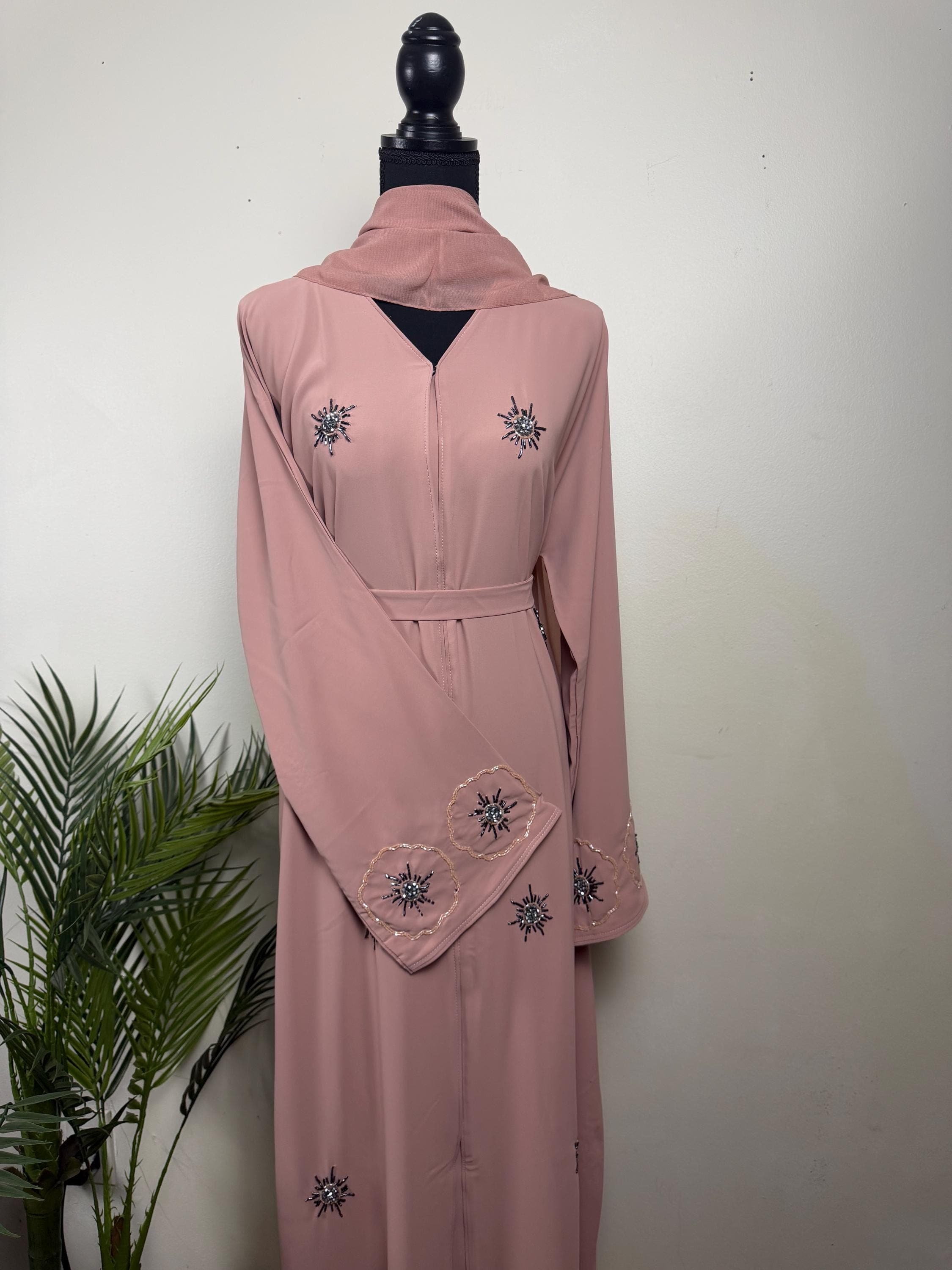 Blush Pink Abaya for Women, Eid Outfit, Modest Dress