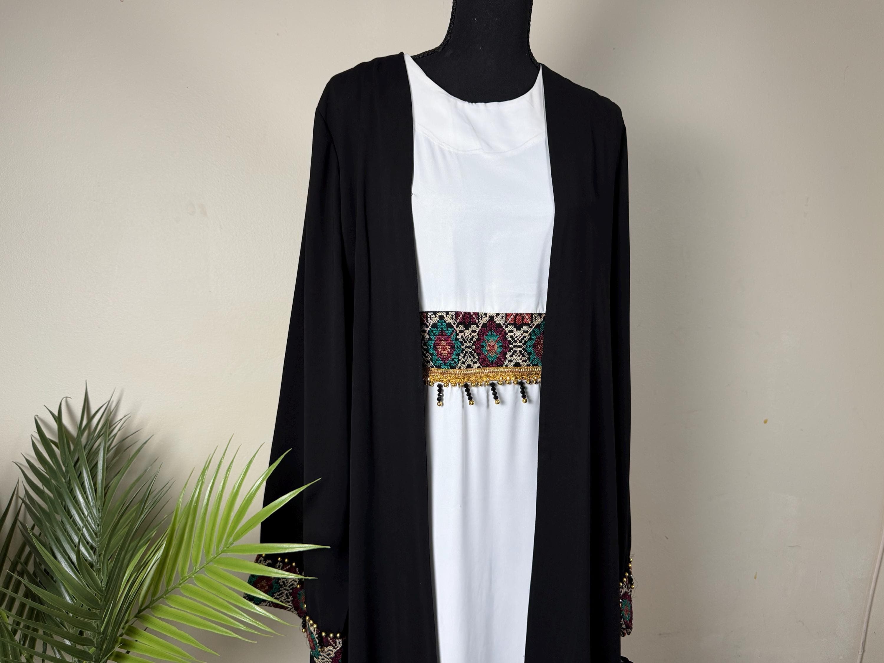 Palestinian Embroidered Abaya – Black Cultural Tatreez Modest Dress – Eid & Ramadan Outfit – Islamic Clothing - image 5