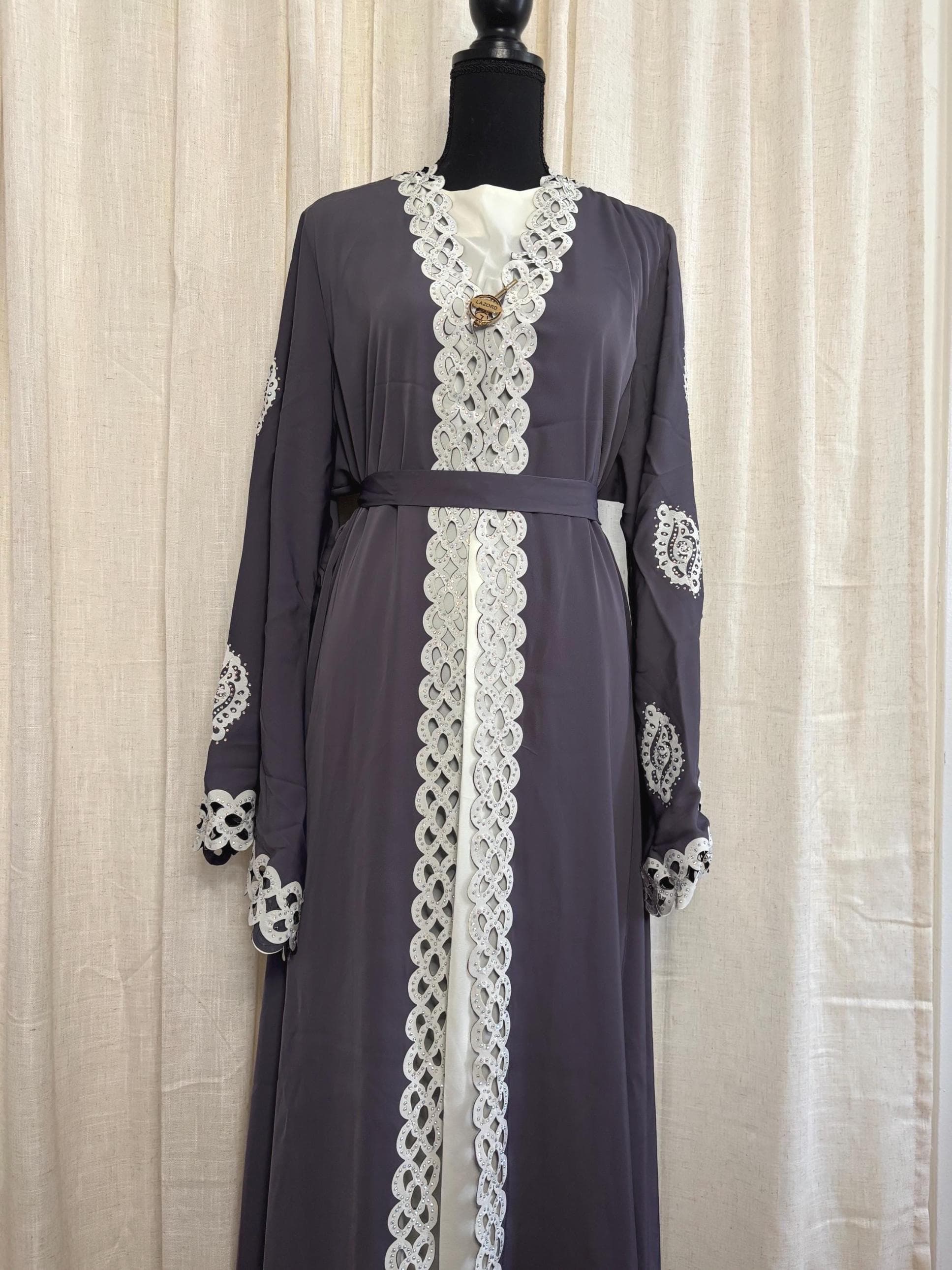 Layered Abaya with Attached Inner Dress – Modest Formal Occasion Outfit - image 4