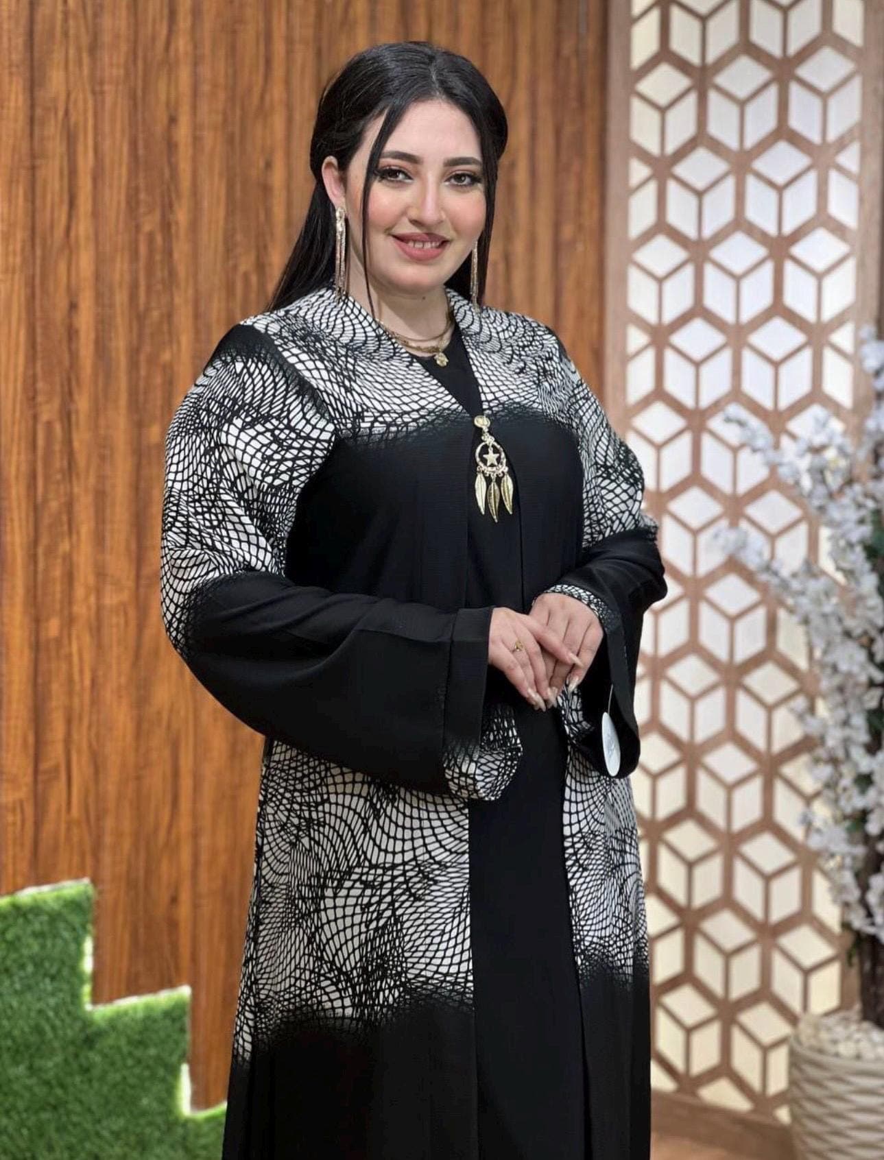 Anifa Black Open Abaya with Hijab, Modest Evening Dress - image 4