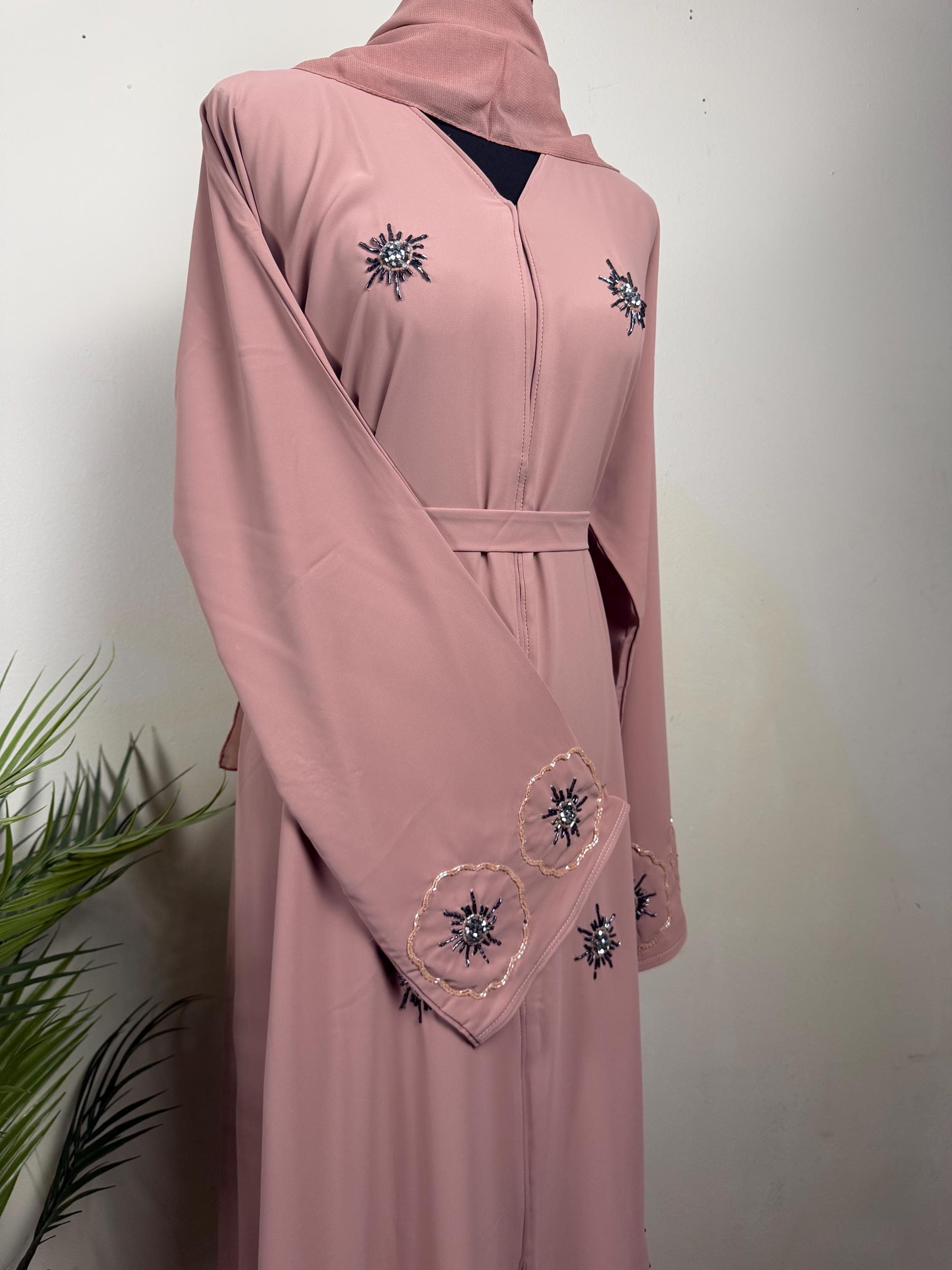 Blush Pink Abaya for Women, Eid Outfit, Modest Dress - image 3
