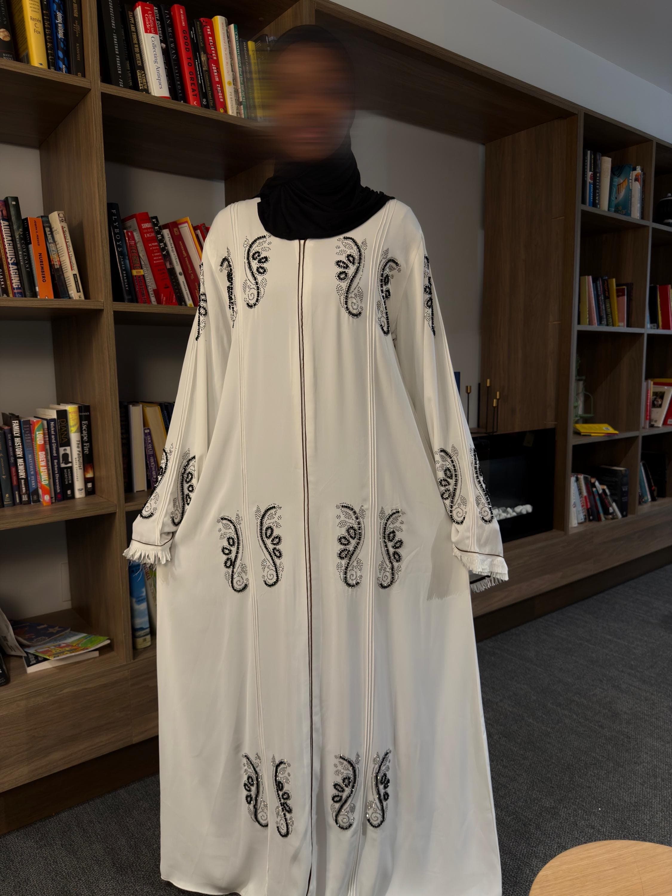White Closed Abaya With Matching Hijab Set: Modest Dress, Eid Outfit - image 4
