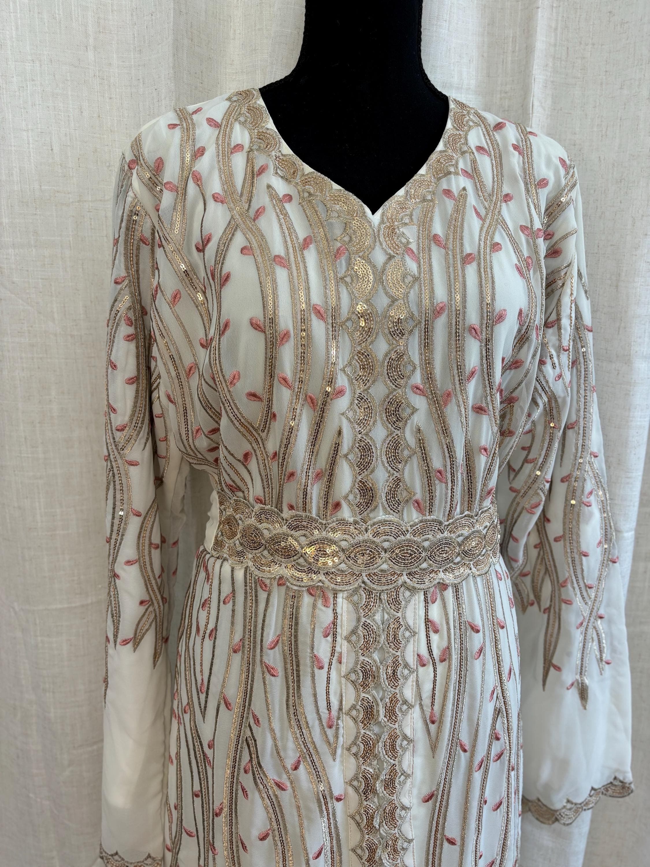 Ivory Bridal Abaya with Gold Embroidery, Muslim Wedding Dress, Modest Nikkah Outfit - image 4