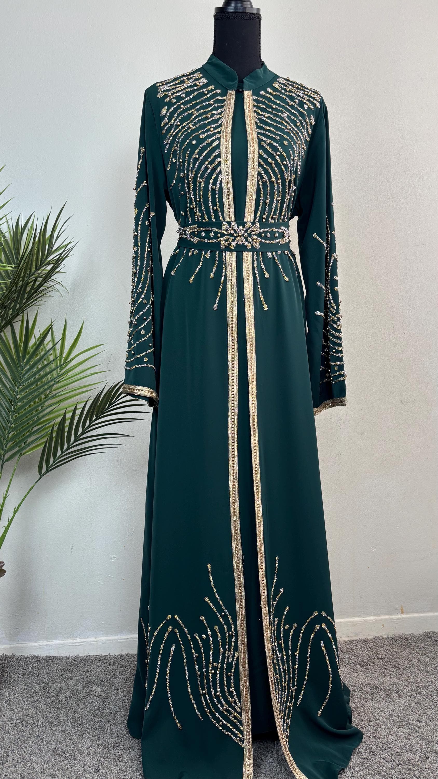 Turkish Kaftan Abaya With Gold Embellished