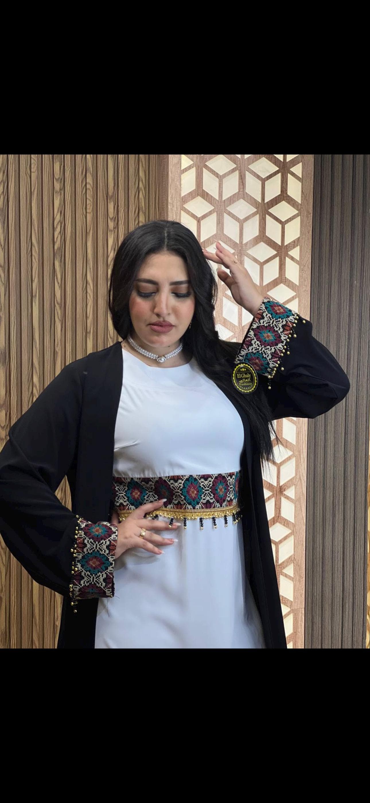Palestinian Embroidered Abaya – Black Cultural Tatreez Modest Dress – Eid & Ramadan Outfit – Islamic Clothing - image 4