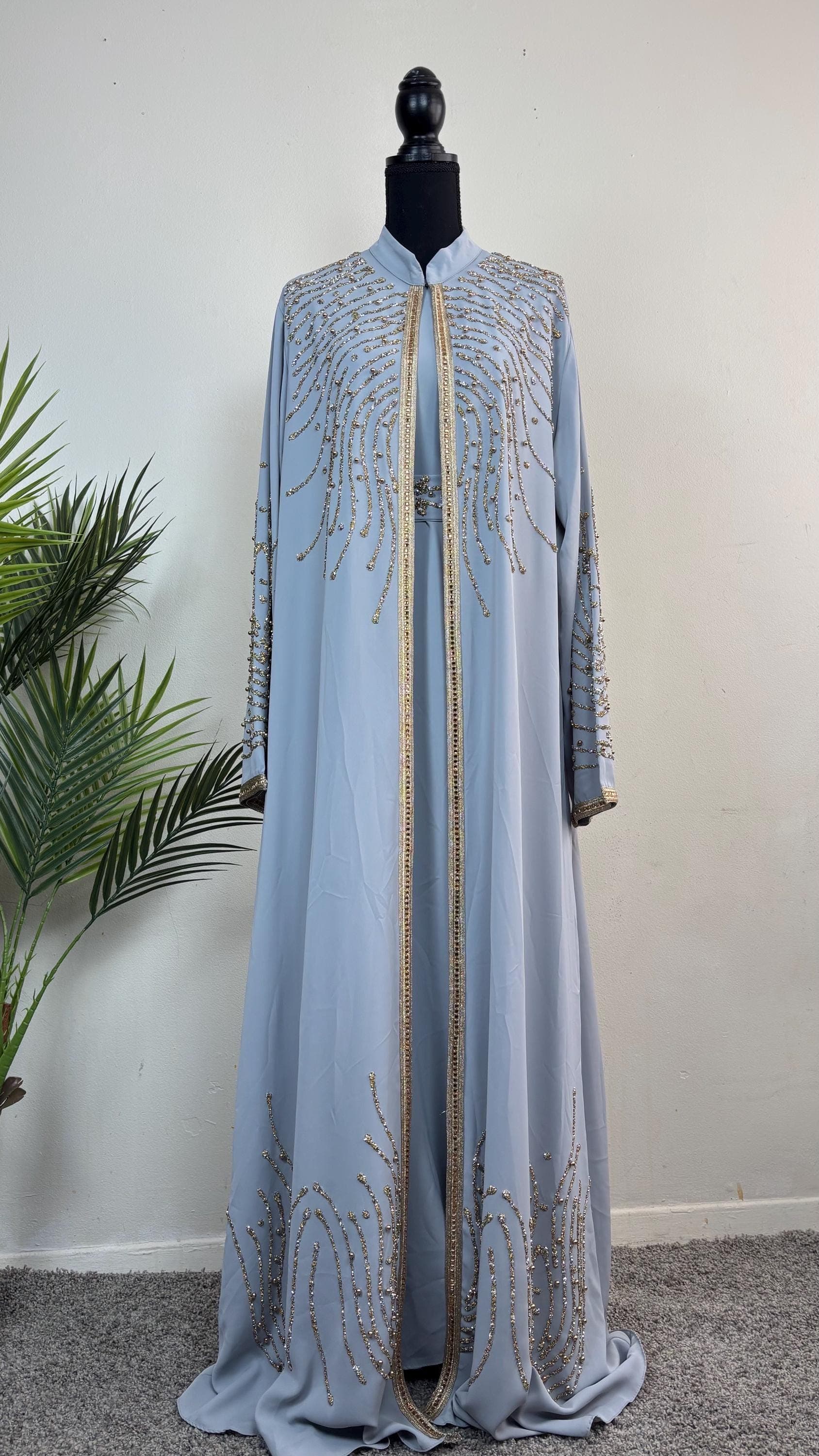 Turkish Kaftan Abaya With Gold Embellished - image 5