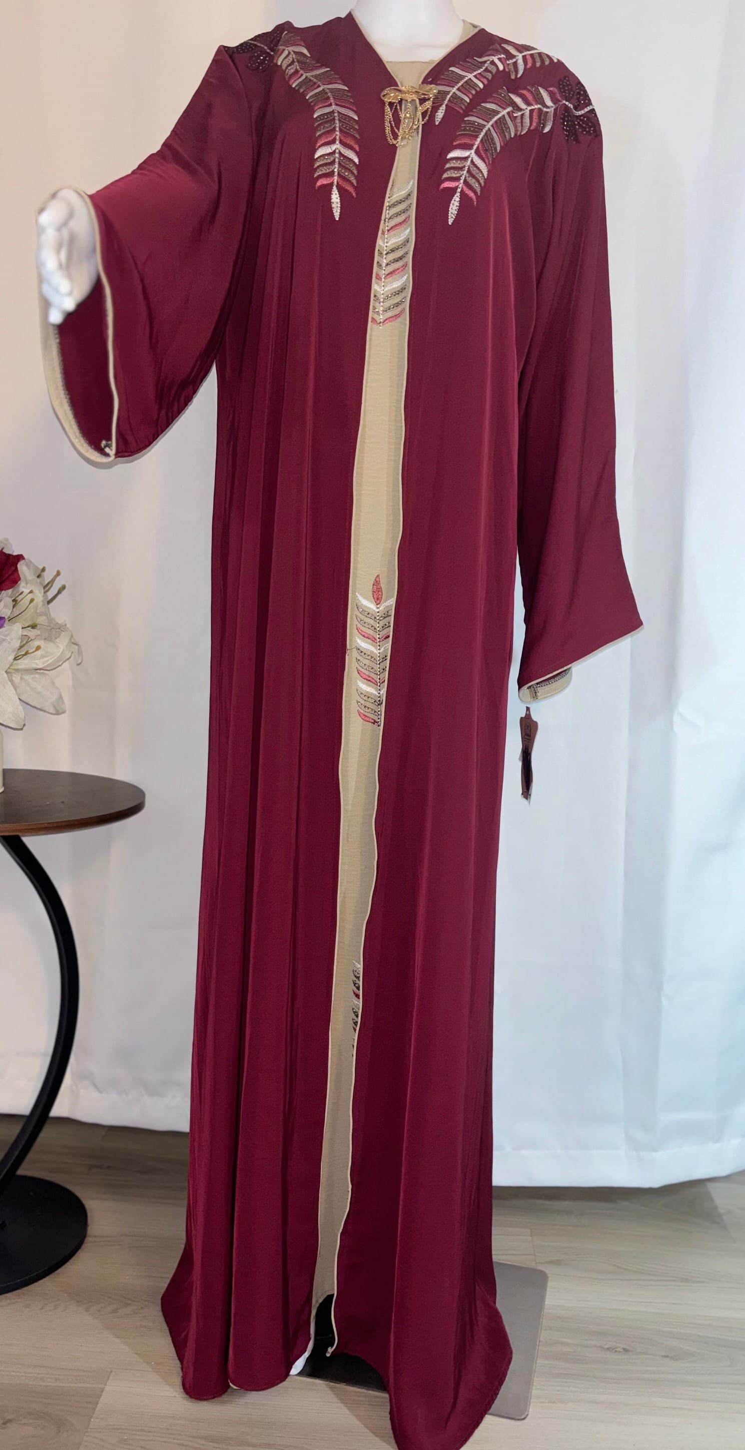 Modest Maroon Embroidered Abaya/Modest Fashion/Dubai style - image 4