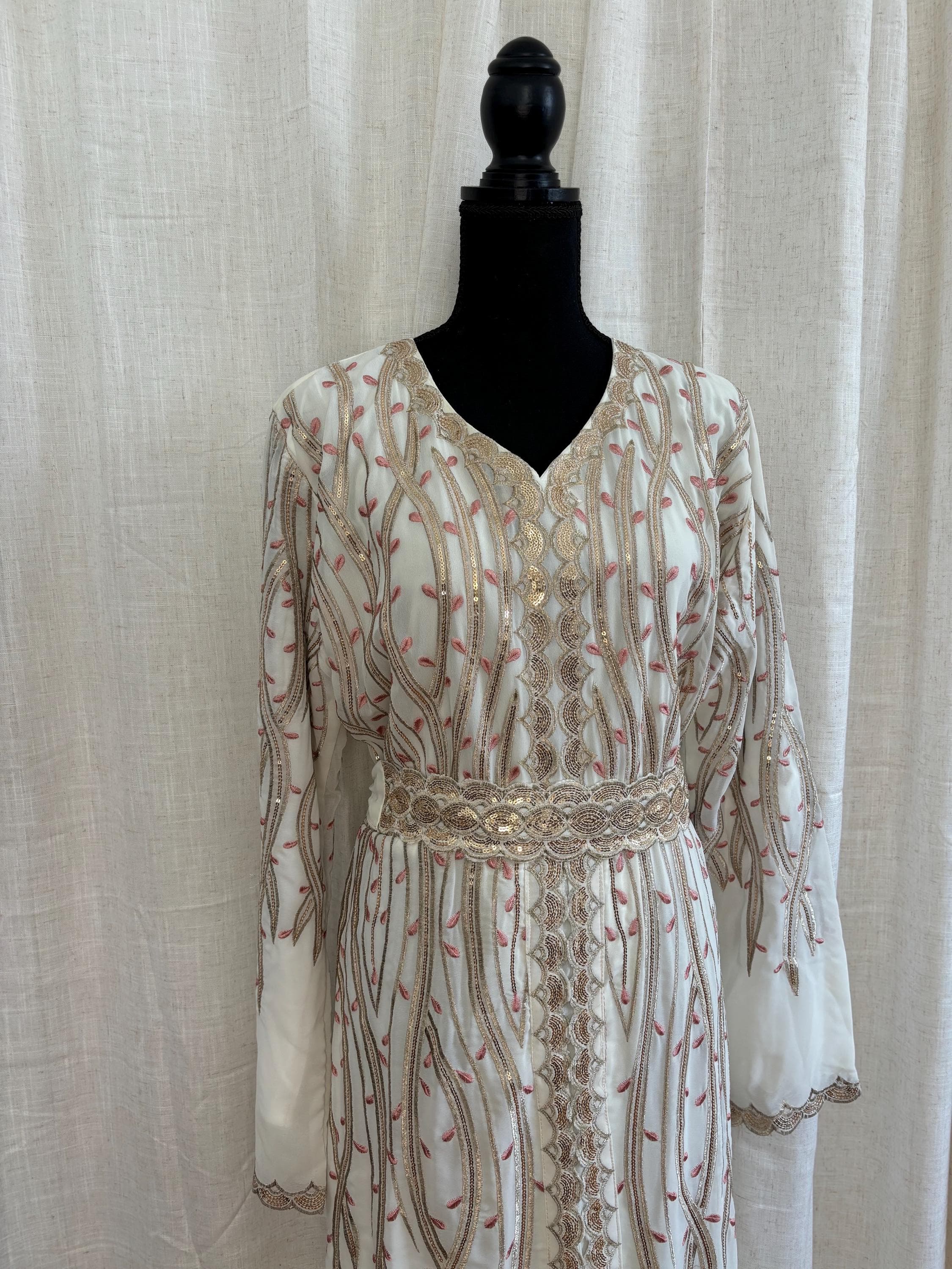 Ivory Bridal Abaya with Gold Embroidery, Muslim Wedding Dress, Modest Nikkah Outfit - image 5