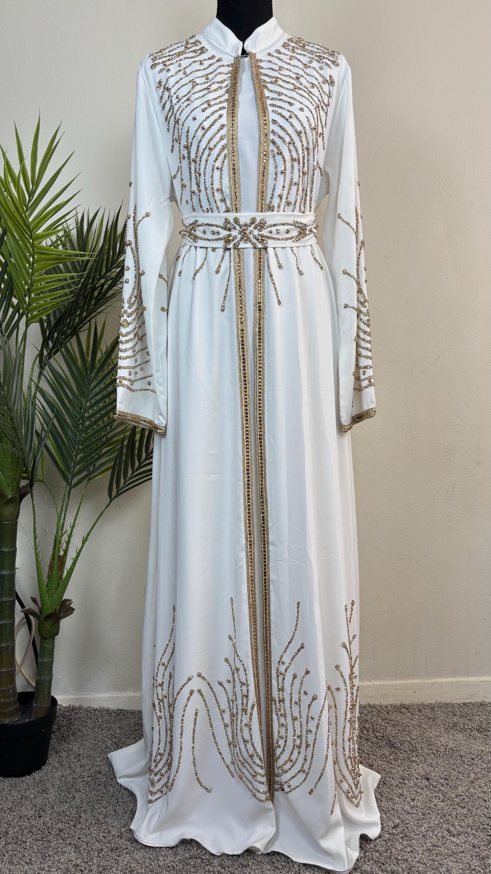 Turkish Kaftan Abaya With Gold Embellished - image 4