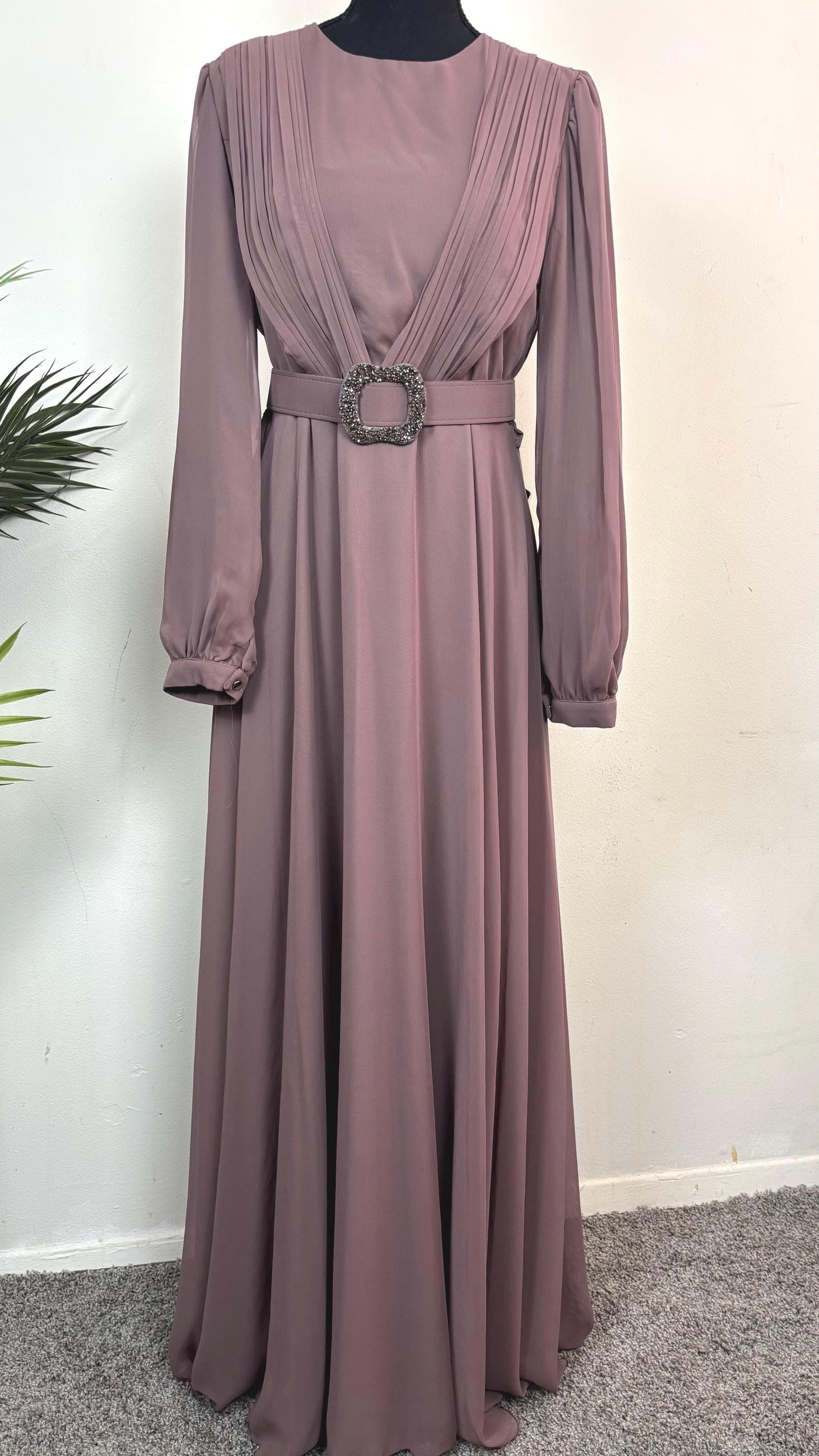 Muslim Wedding Dress -White /Mauve