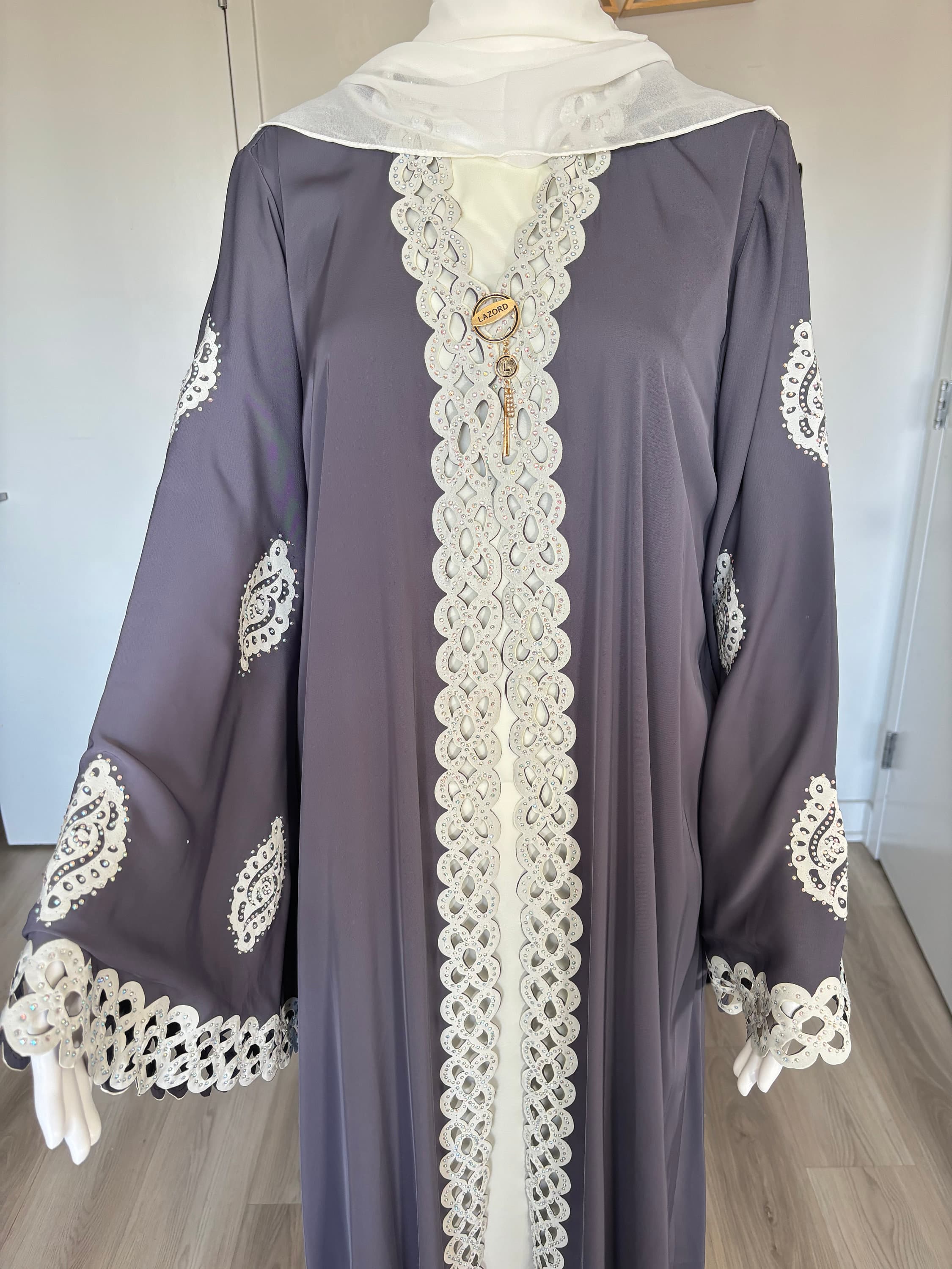 Layered Abaya with Attached Inner Dress – Modest Formal Occasion Outfit