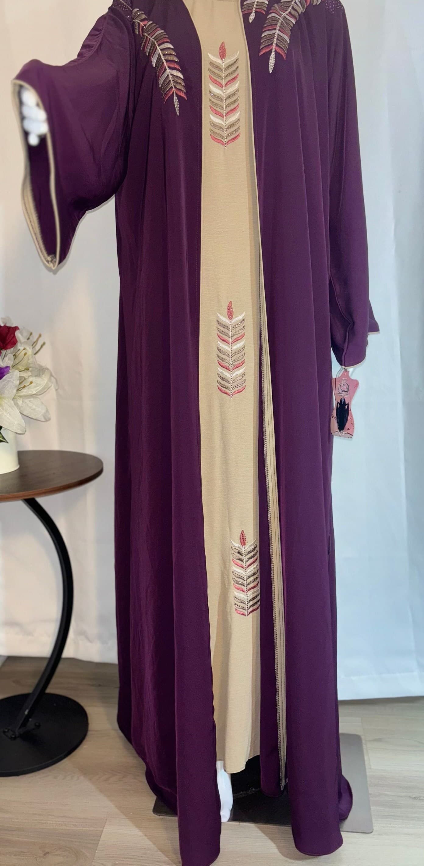 Modest Maroon Embroidered Abaya/Modest Fashion/Dubai style - image 3