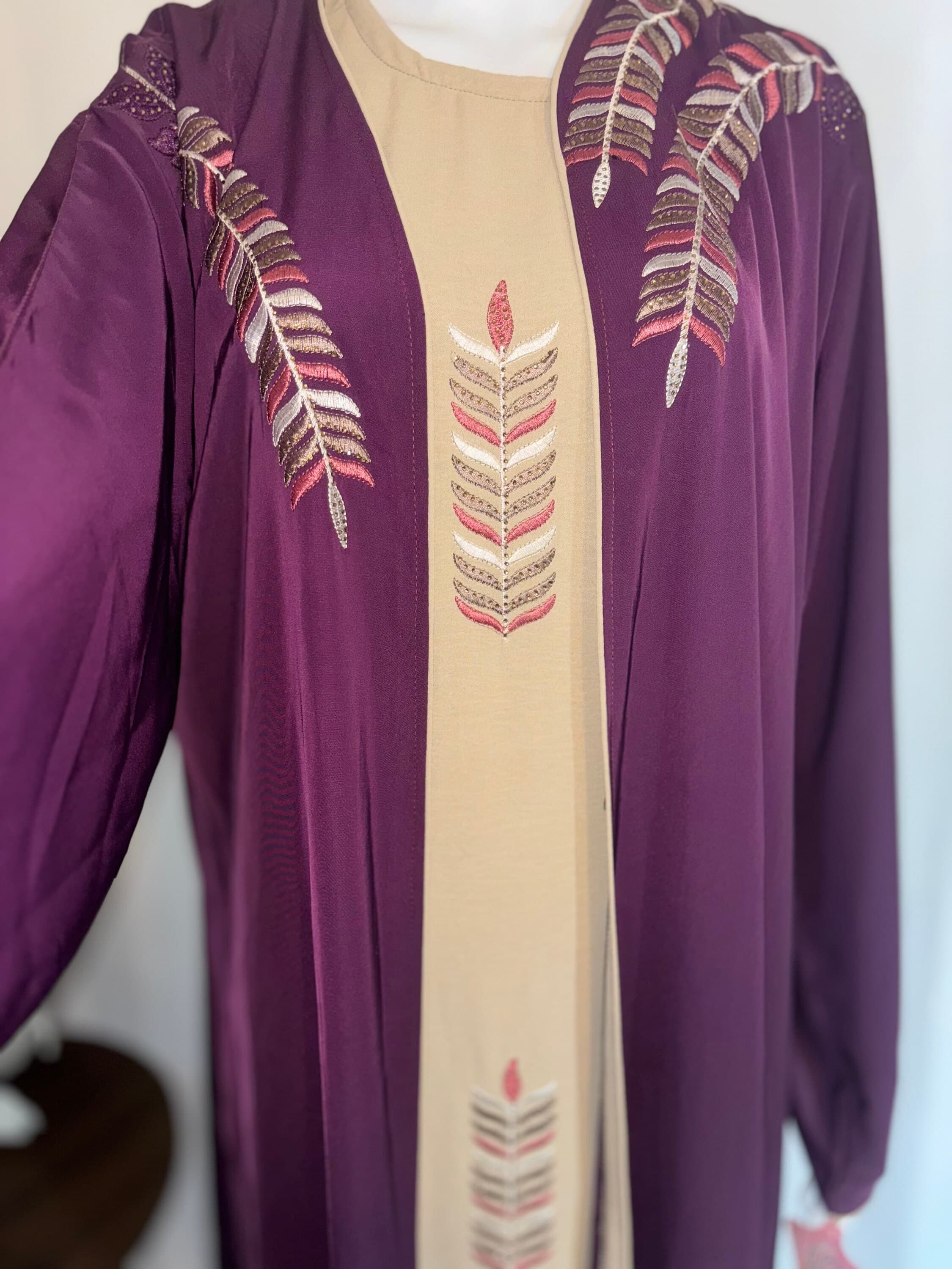 Modest Maroon Embroidered Abaya/Modest Fashion/Dubai style - image 5