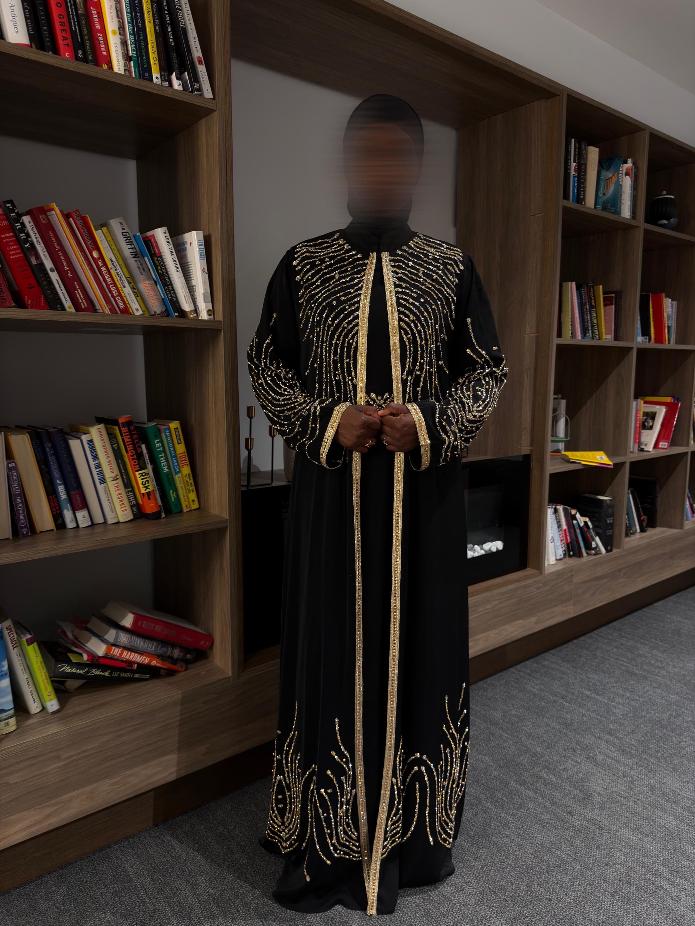Turkish Kaftan Abaya With Gold Embellished - image 3