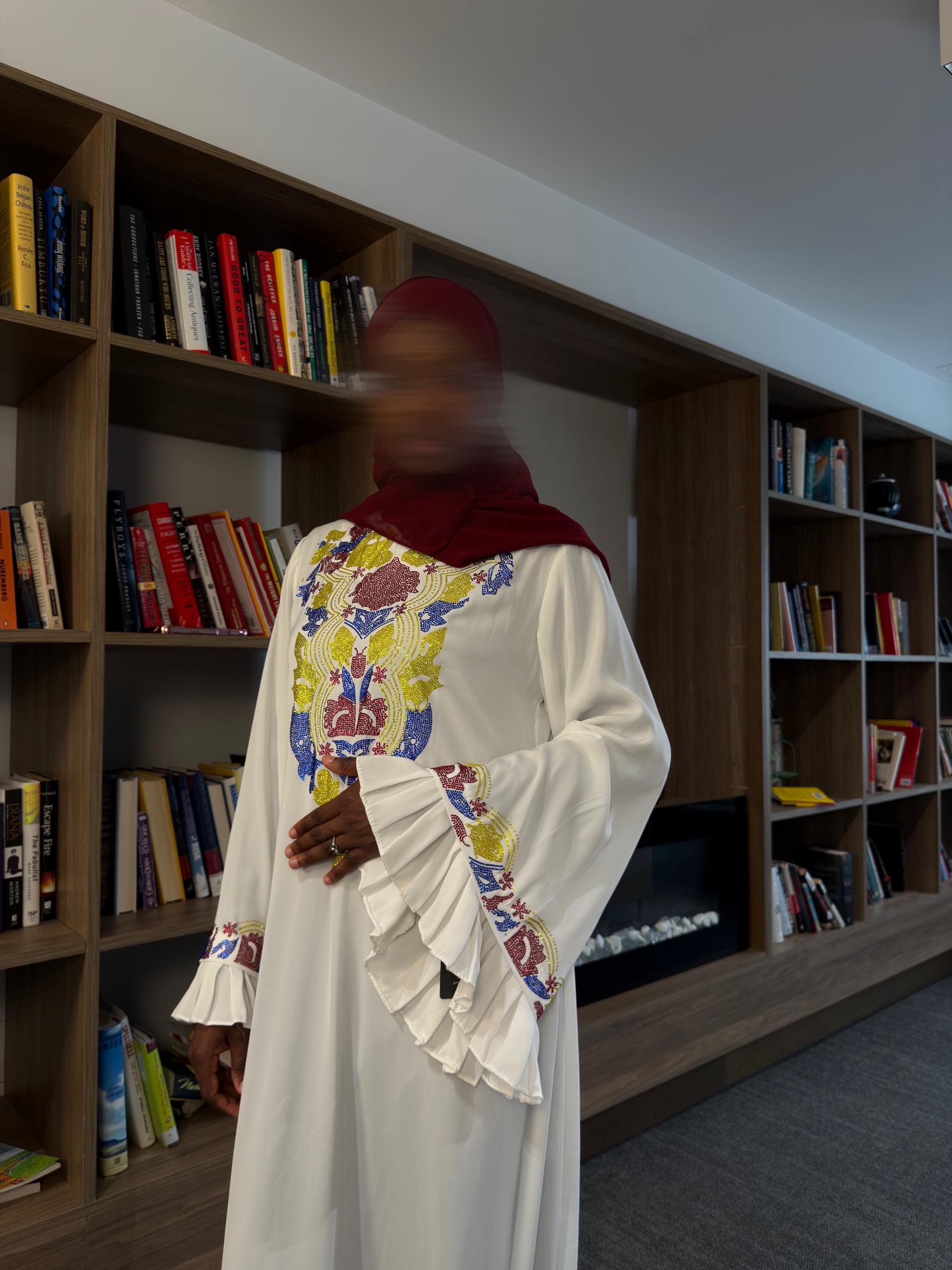 White Embellished Abaya Dress - image 4
