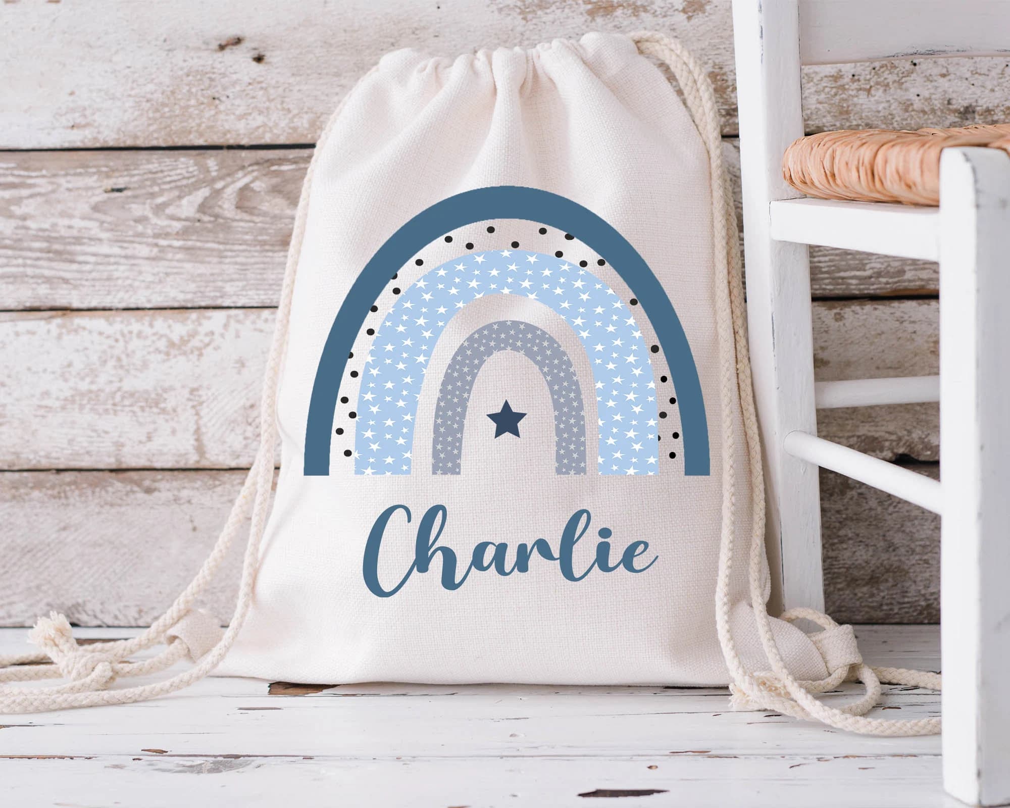 Personalised Gym Bag Kids, Girls Rainbow Gym Bag, Girls Drawstring Bag, School Bag, Rainbow School PE Bag, Rainbow Pump Bag, Nursery Bag - image 3