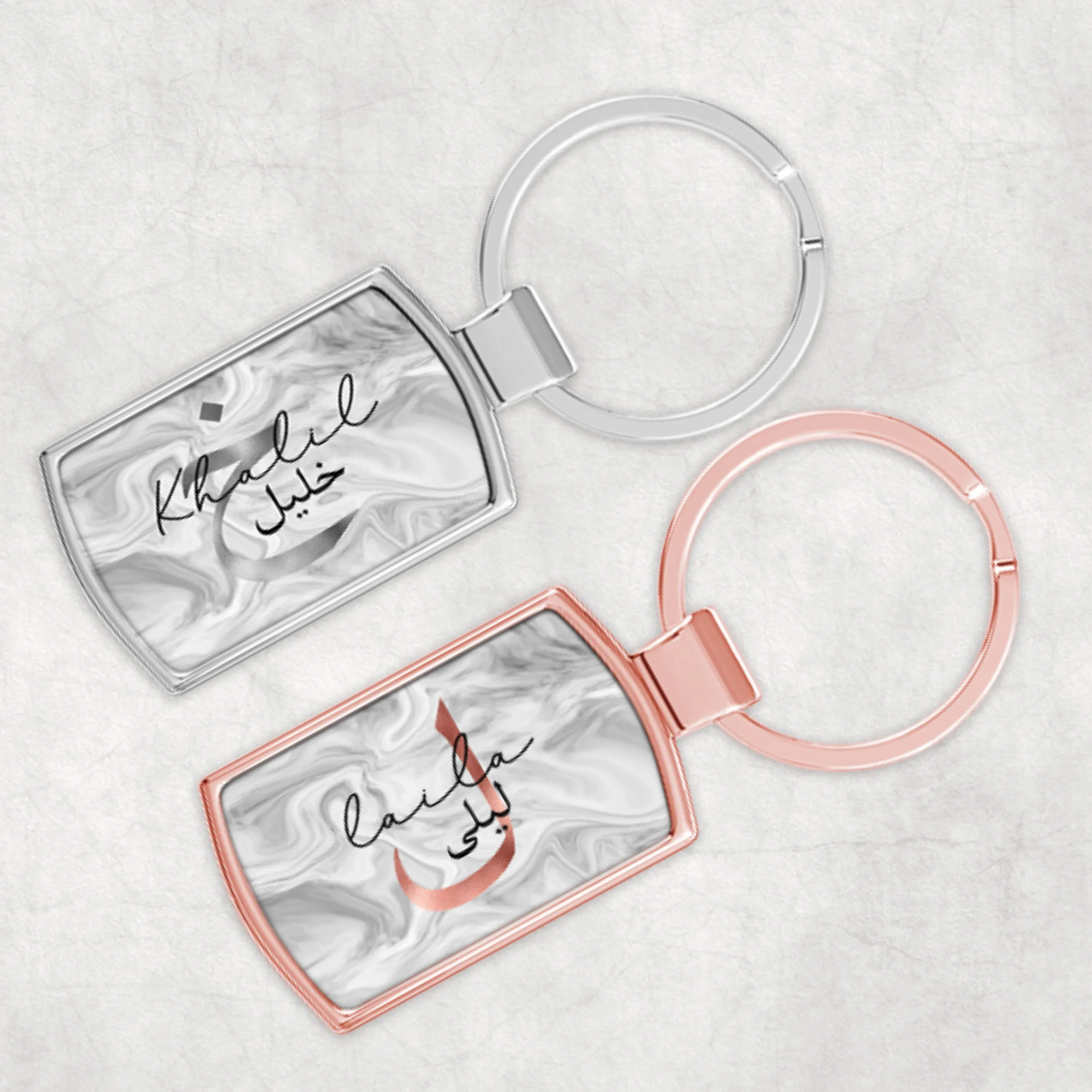 Personalised Arabic Keyrings, Rose Gold Arabic Name, Arabic Marble Keychain, Eid Gift For Her, Eid Gift