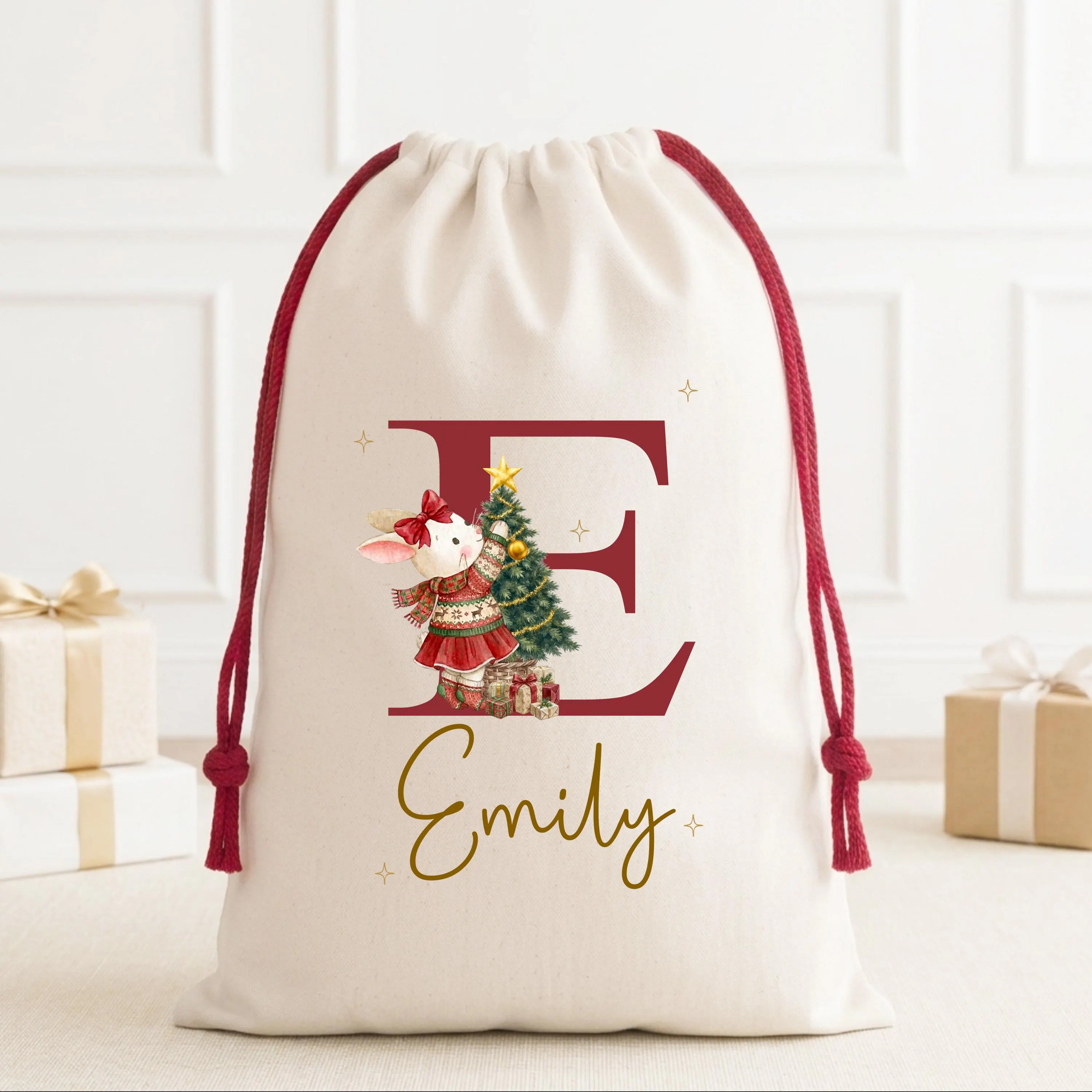 Santa Sack, First Christmas Gift, Babys First Christmas Present, Bunny Christmas Eve Box, Father Christmas Bag
