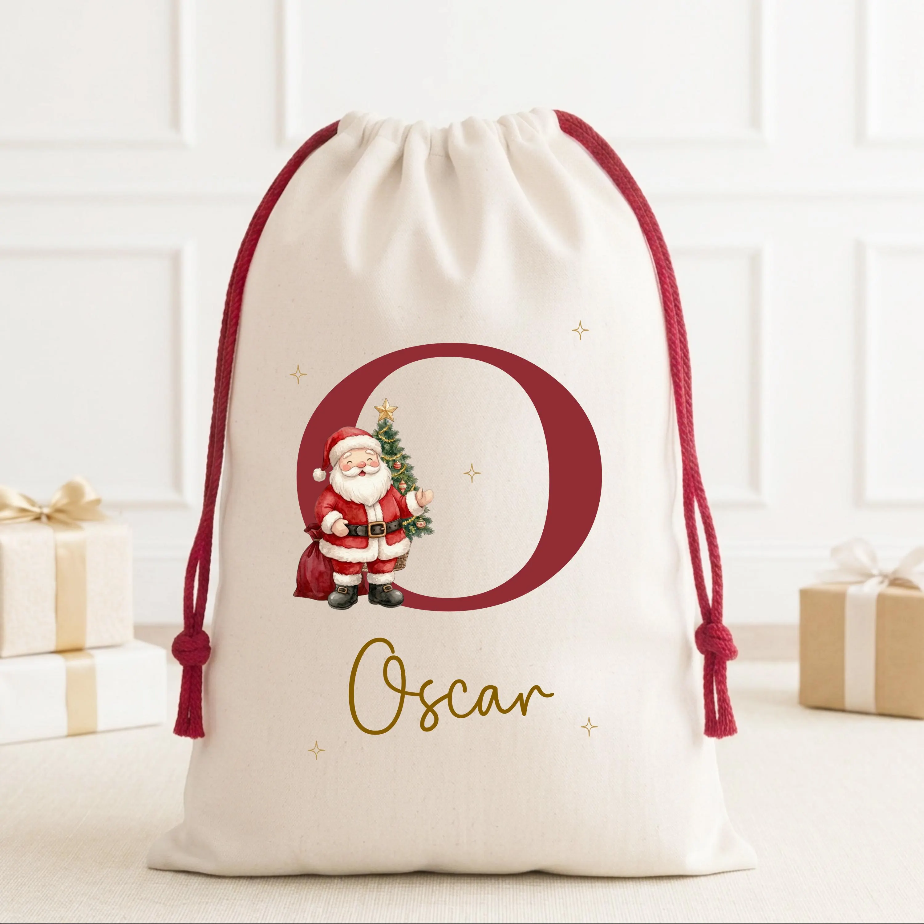 Santa Sack, First Christmas Gift, Babys First Christmas Present, Bunny Christmas Eve Box, Father Christmas Bag - image 3