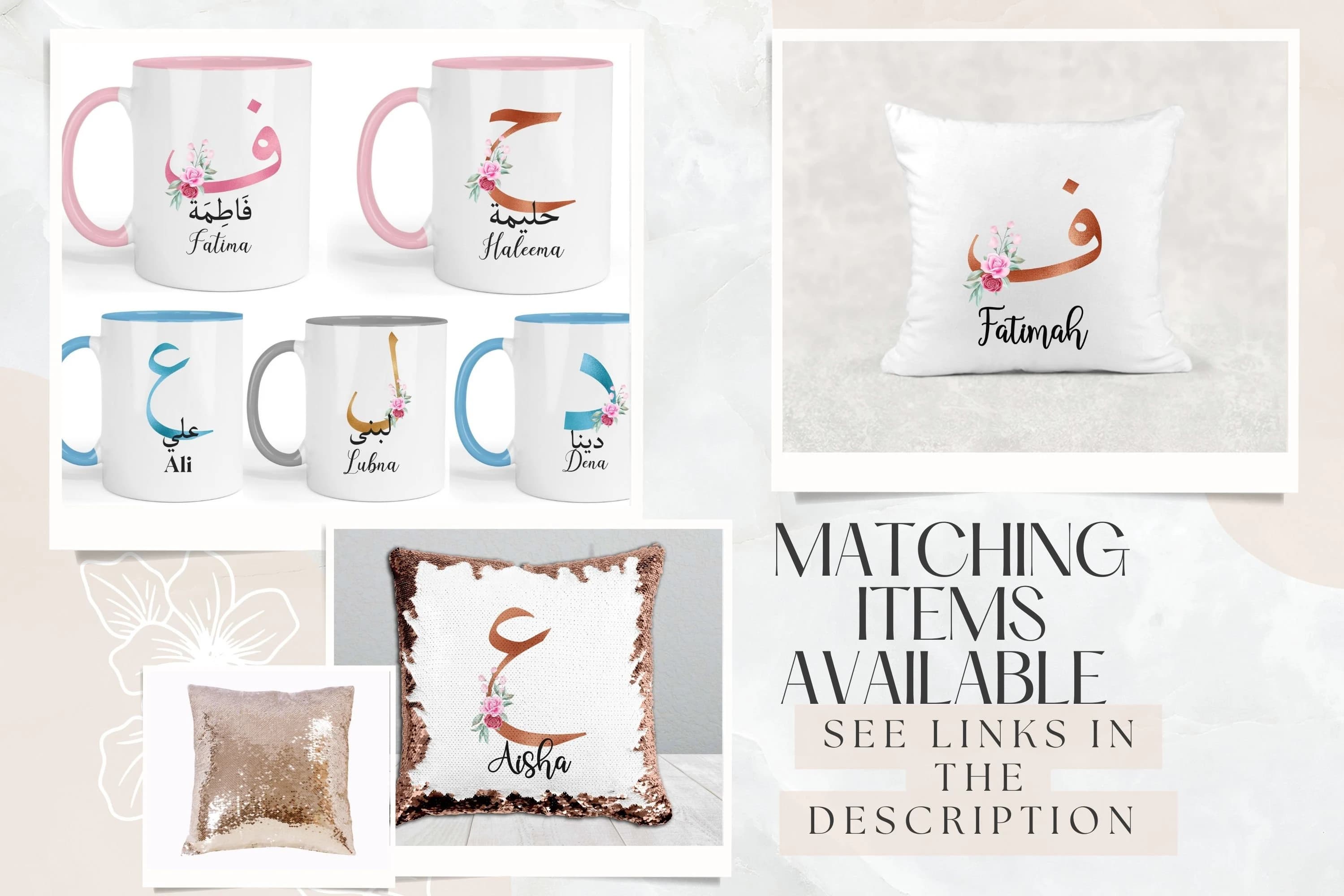 Personalised Arabic Initial Mug, Custom Arabic name gifts, gifts for friends, gifts for family - image 5